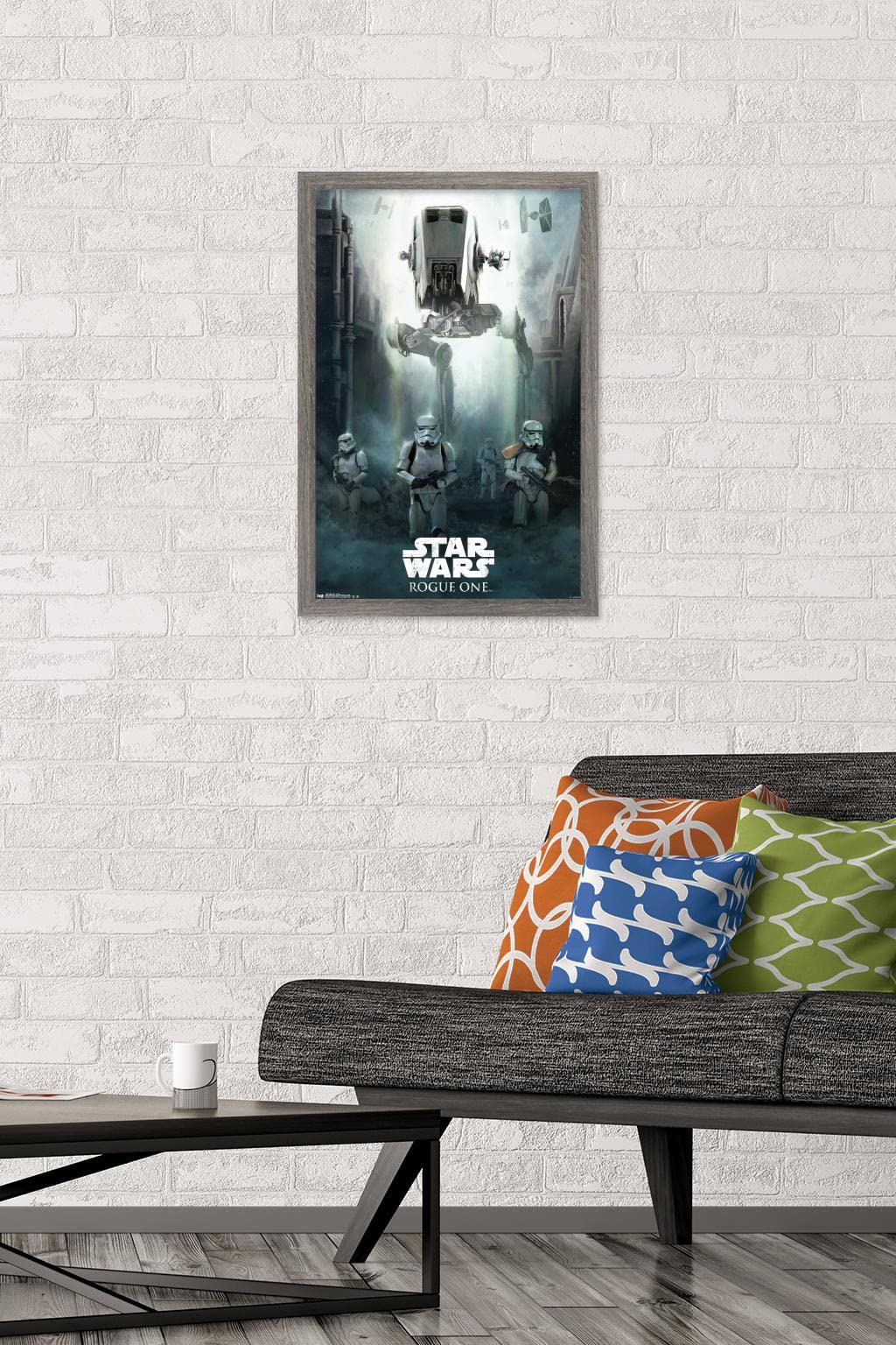 Trends International Star Wars: Rogue One - Siege Wall Poster, 14.725'' X 22.375'', Barnwood Framed Version
