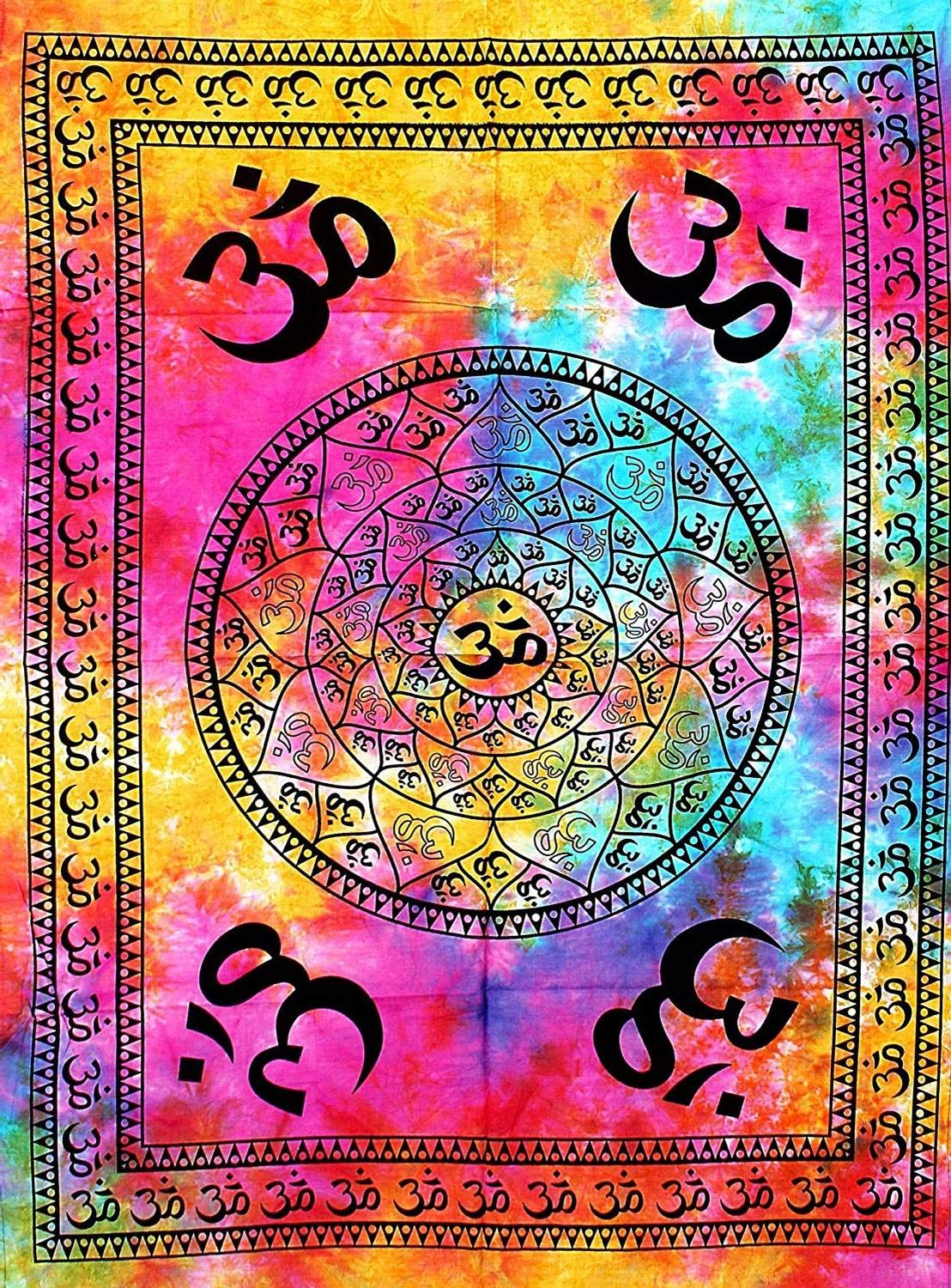 Purpledip Cotton Wall Poster 'Om, The Sound Of Vedas': Bohemian Wall Hanging (20036)