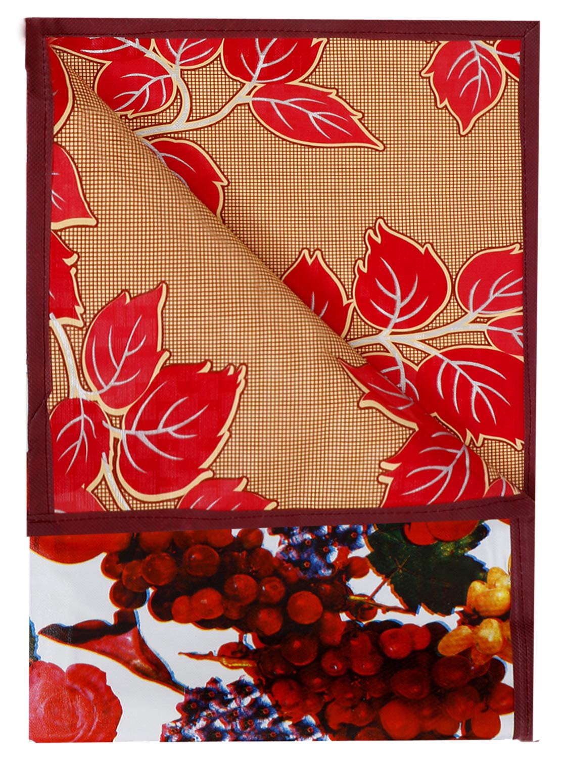 Heart Home Fruits Design Pvc Reversible Food Mat Mattress Protector Bed Server (Maroon & White) Cthh05011
