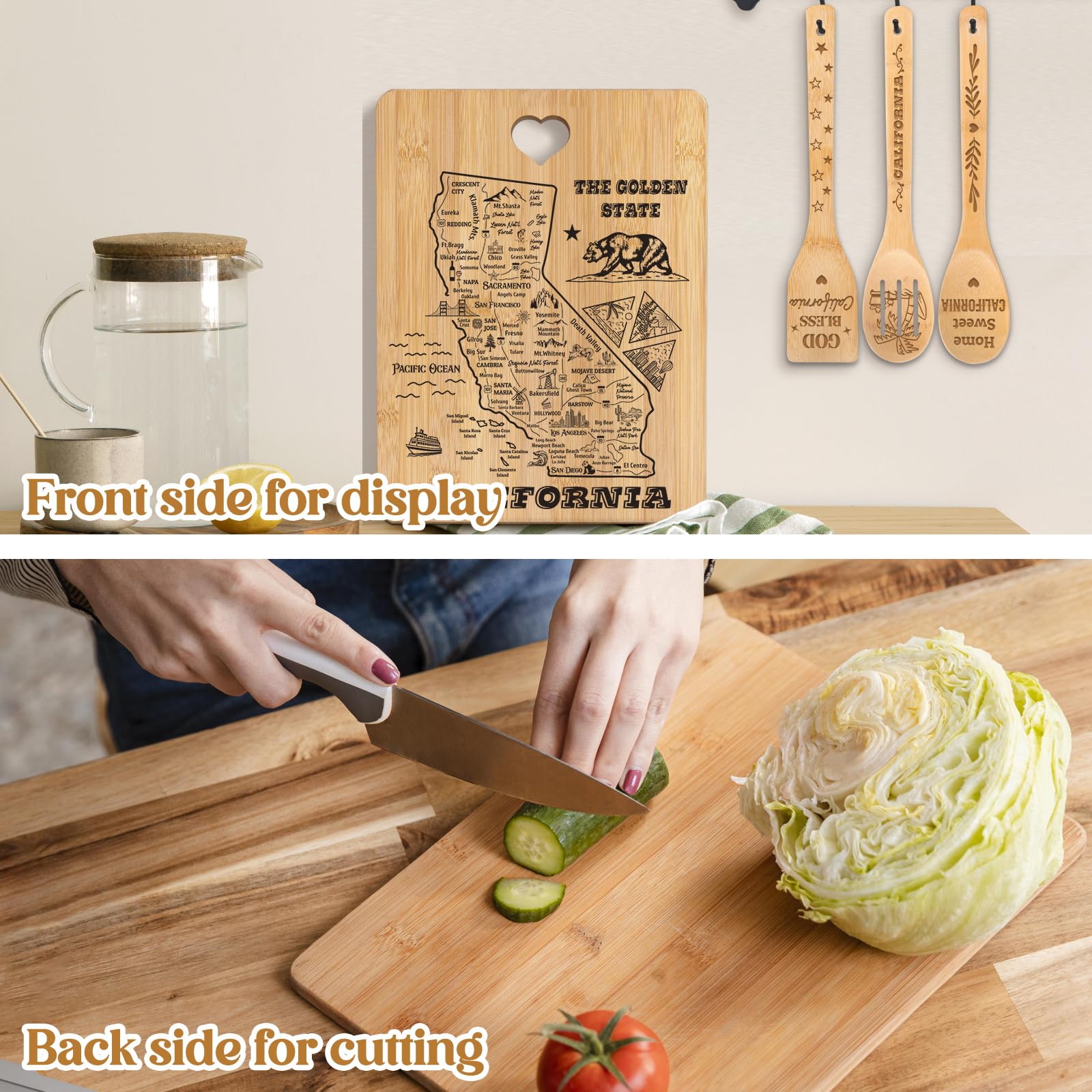 Gifts for Husband -  Best Husband Ever  Husband Gifts Cutting Board Set, Bamboo-Made Engraved Utensil Set Birthday Gifts for Hus