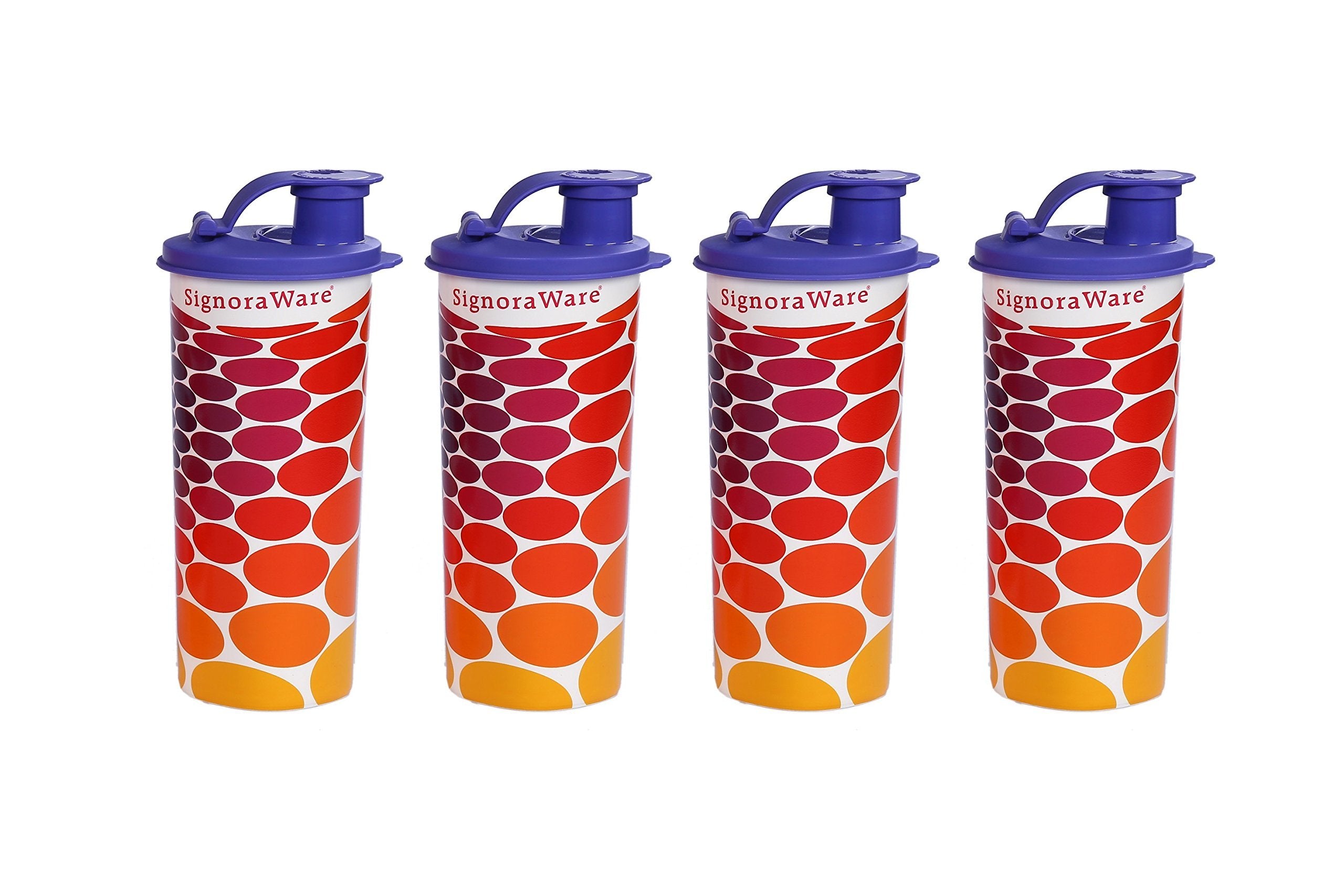 Signoraware Stylish Energy Jumbo Plastic Sipper Set, 500Ml, Set Of 4, Deep Violet