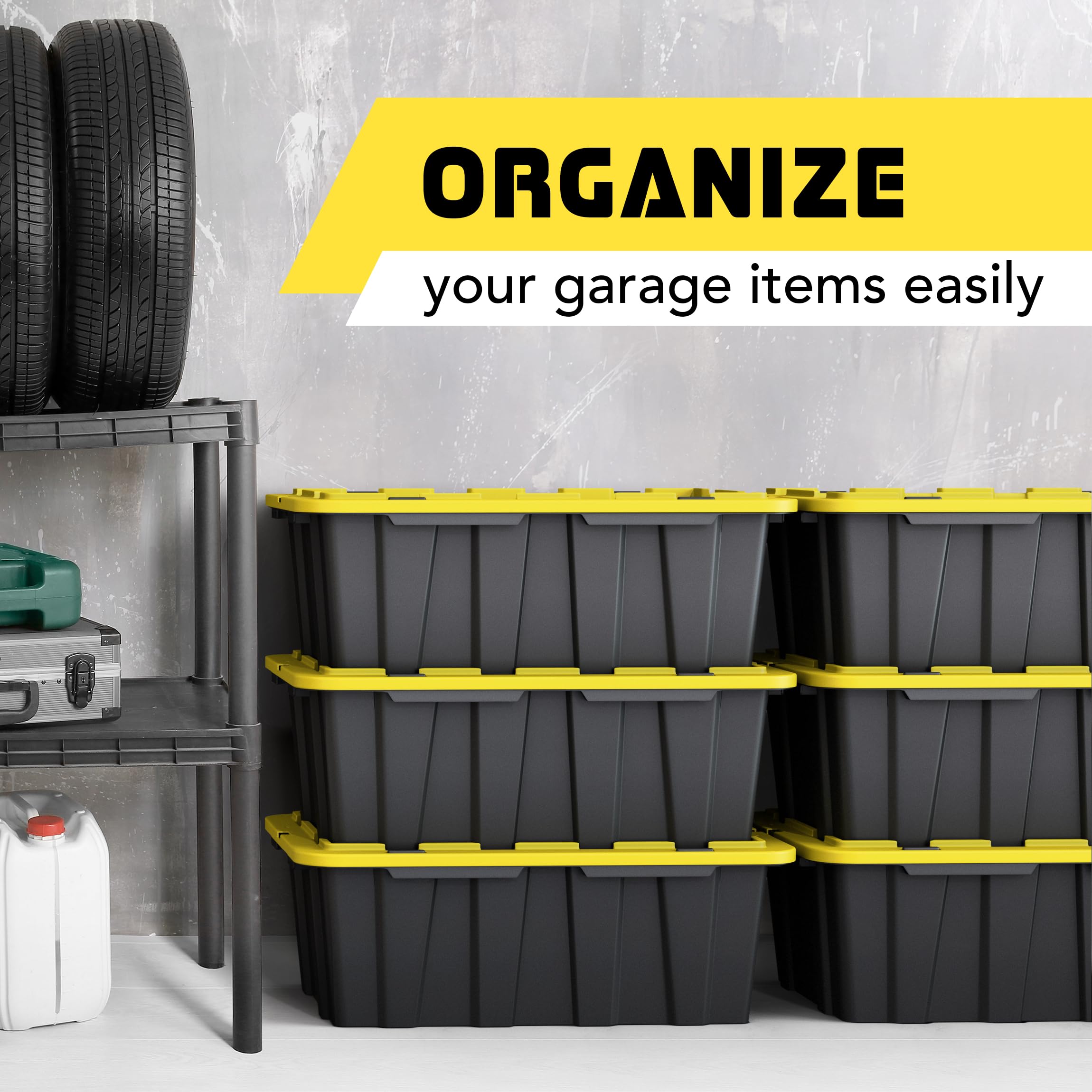Lifetime Home (8 Pack 12 Gallon Plastic Storage Bin Tote Organizing Container With Ultra Durable Secure Latching Lids, Stackable