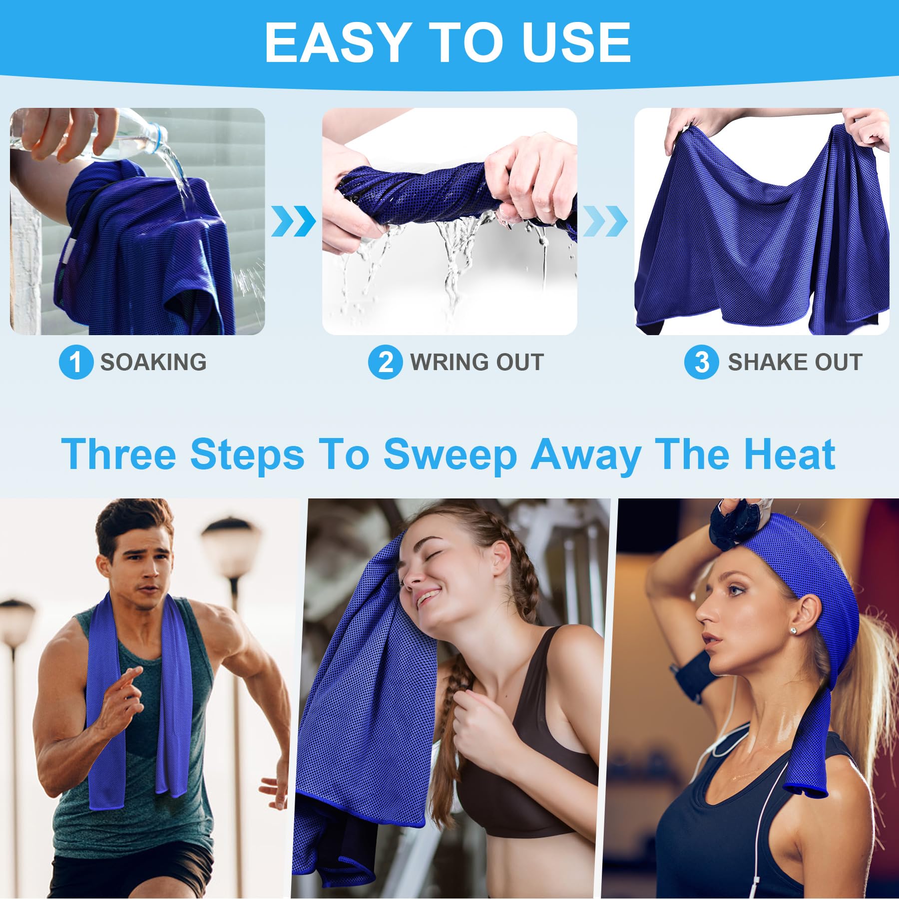 U-pick 4 Packs Cooling Towels  Instant Cool Sweat Rag for Hot Weather  Breathable Chilly Towel for Yoga  Gym  Workout  Fitness  Camping  Golf  Travel & More Activities (40''x12'')
