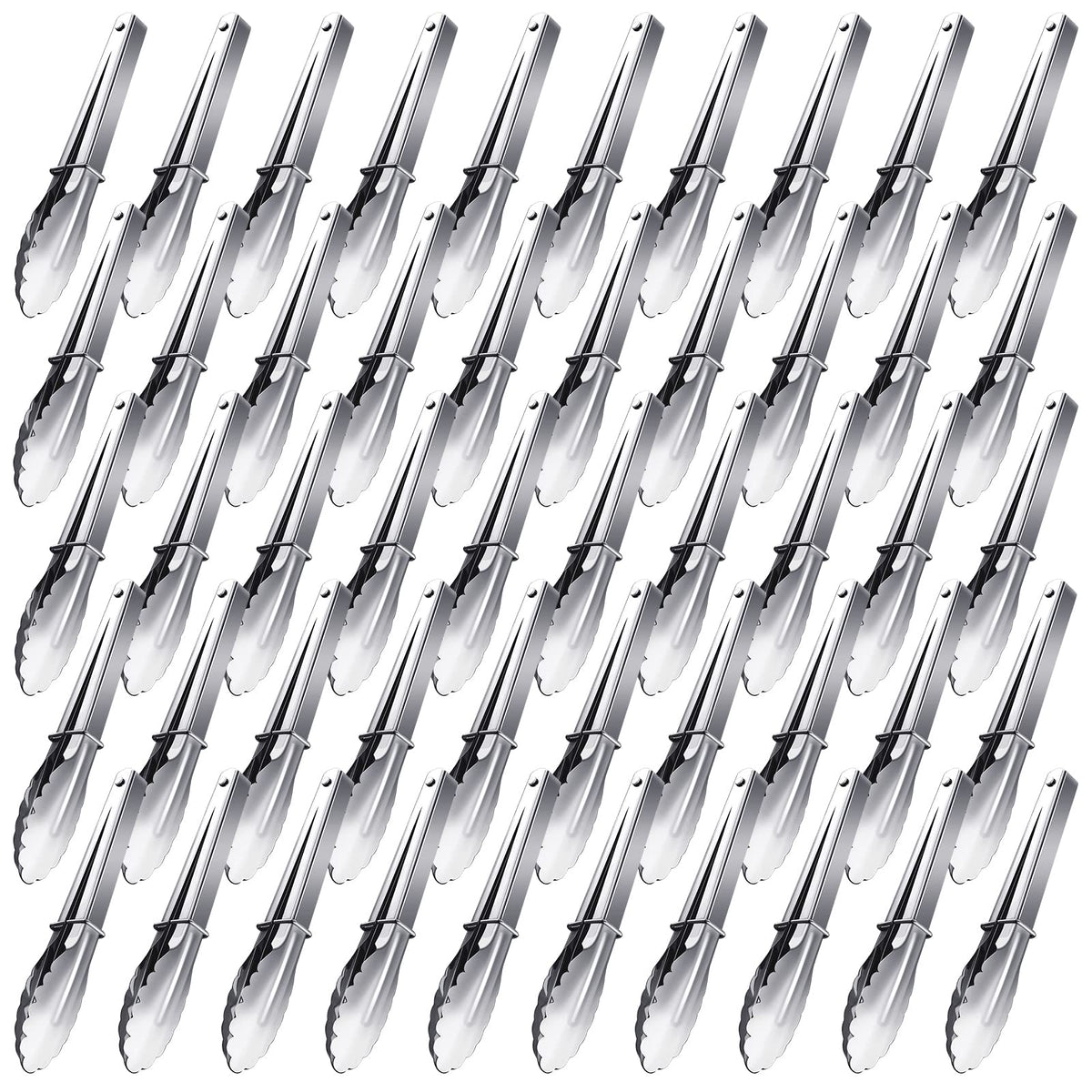 50 Pcs Small Stainless Steel Kitchen Tongs 7 Inch Cooking Tongs With Sliding Rings Mini Tongs Serving Tongs For Food Cooking Sal
