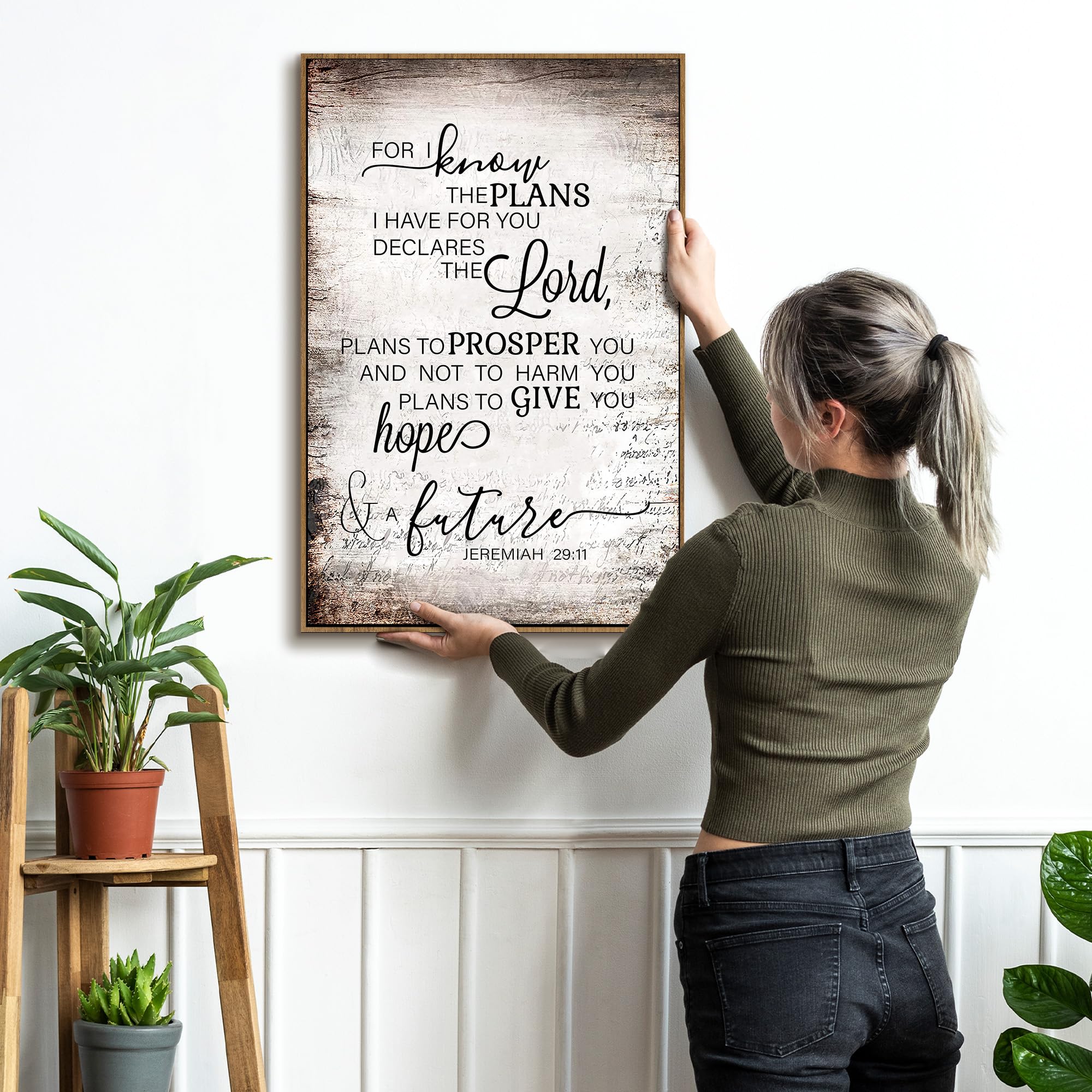 Phamte Christian Jeremiah 29:11 Wall Art Framed, Christian For I Know The Plans I Have For You Wall Art Decor, Bible Verse Scrip