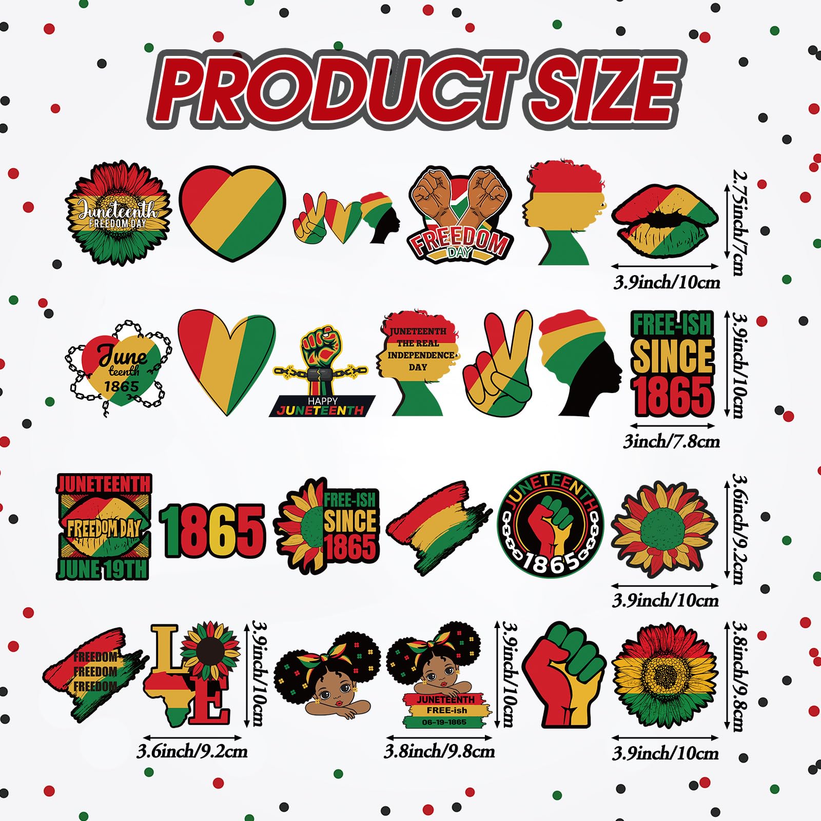 Fabbay 25 Pcs Juneteenth Decoration Magnetic Stickers Yellow Green Red Refrigerator Magnets Decorative Freedom Day Fridge Garage