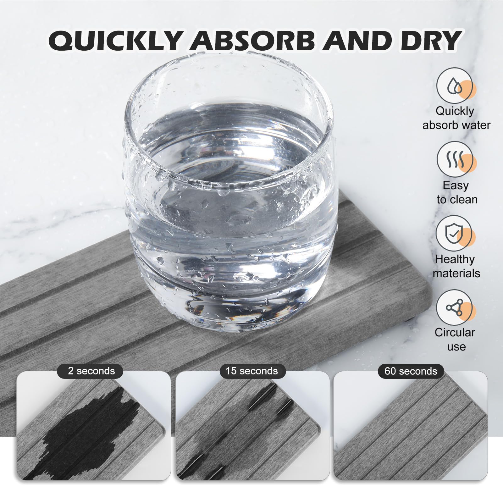 4Pcs Stone Drying Tray For Bathroom Sink And Kitchen Counter, Fast Drying Diatomite Stone Sink Tray, Stone Soap Tray, Diatomaceo