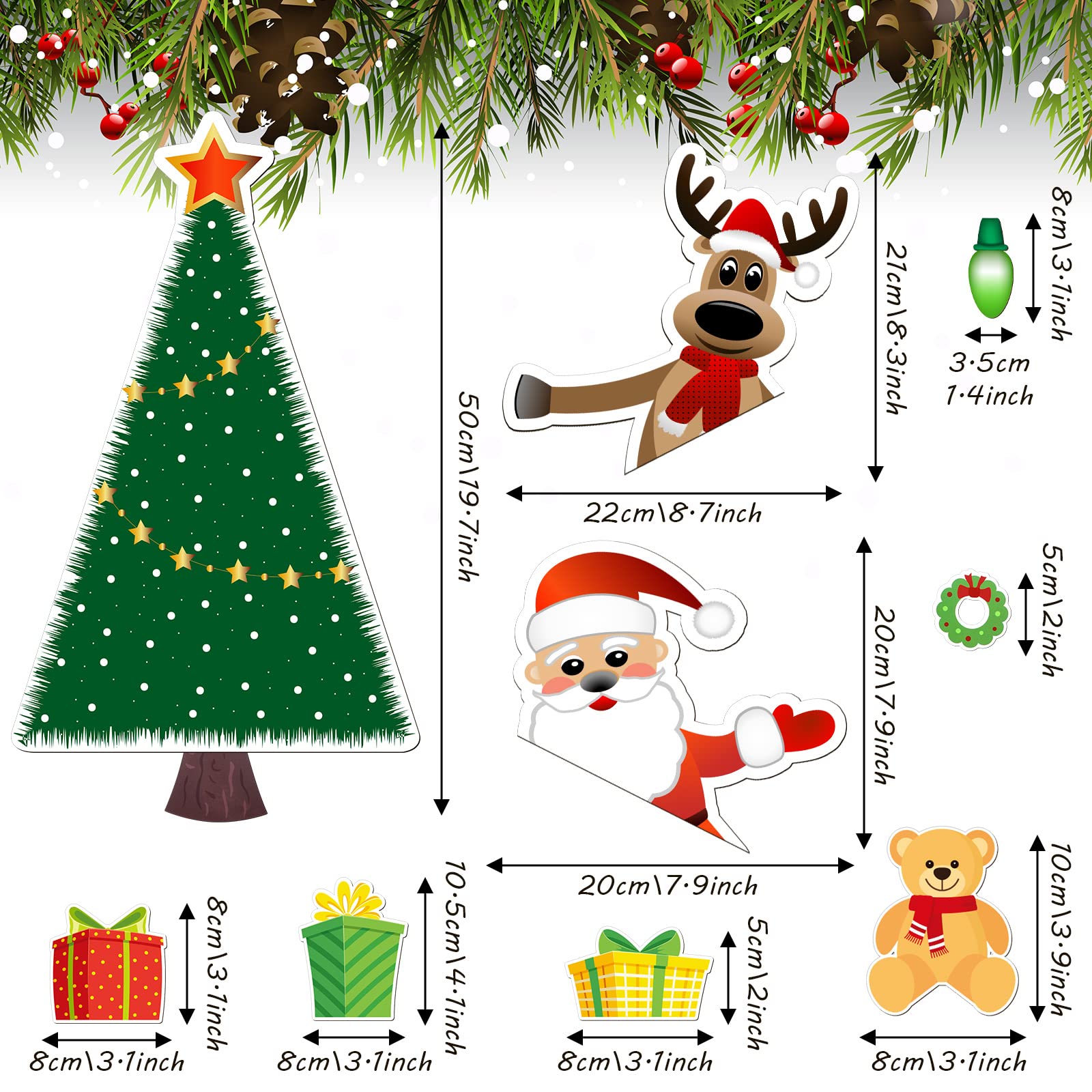 Christmas Refrigerator Magnets Magnetic Christmas Tree Magnets for Refrigerator Stickers Decoration Xmas Stickers for Fridge San