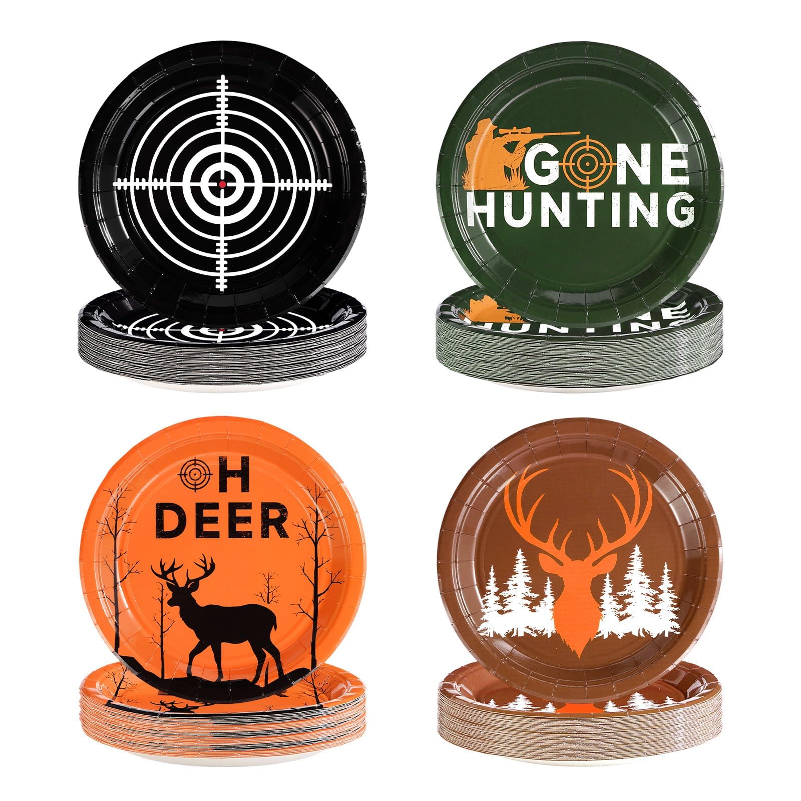 Grencian 60Pcs Hunting Deer Camo Baby Shower Plates 9 Heavy Duty Oh Deer Paper Plates Party Disposable Tableware Sets for Outdoo