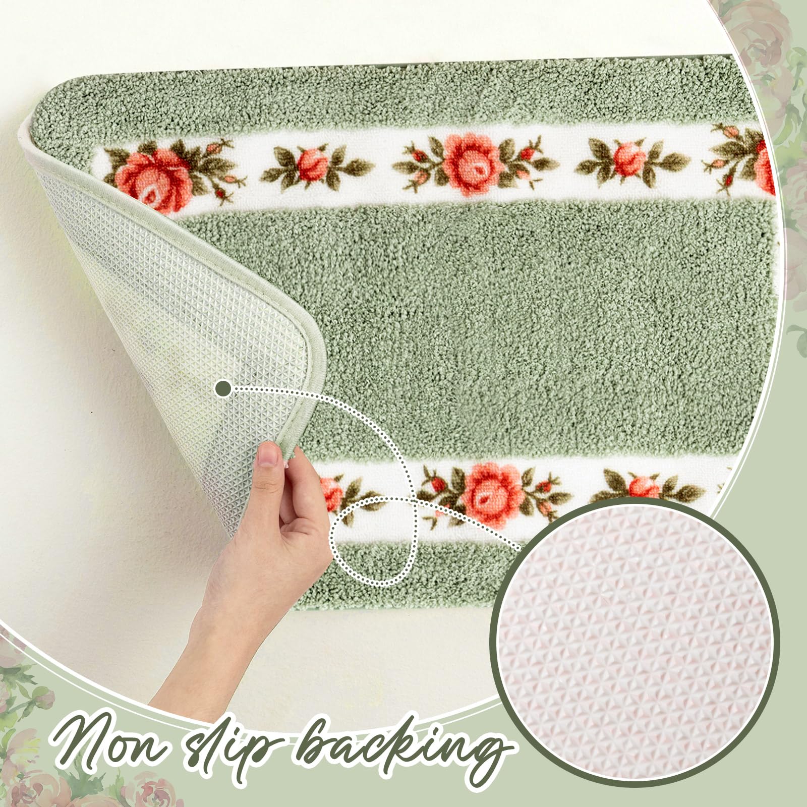 3 Pcs Rose Flowers Coquette Bathroom Rugs Set Coquette Rug Bathroom Bedroom Living Room Carpet, Floral Flower Rugs For Bedroom N