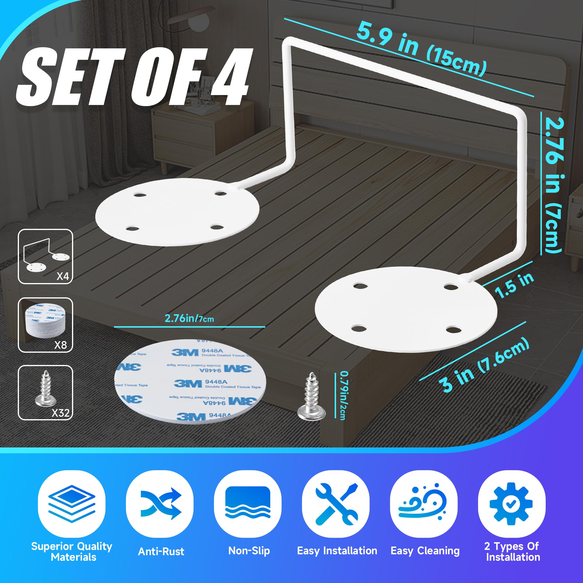 Mattress Retainer Bar For Adjustable Bed Keep Mattress Stopper From Sliding, Wider Taller Non Slip Mattress Gripper, Mattress Ga