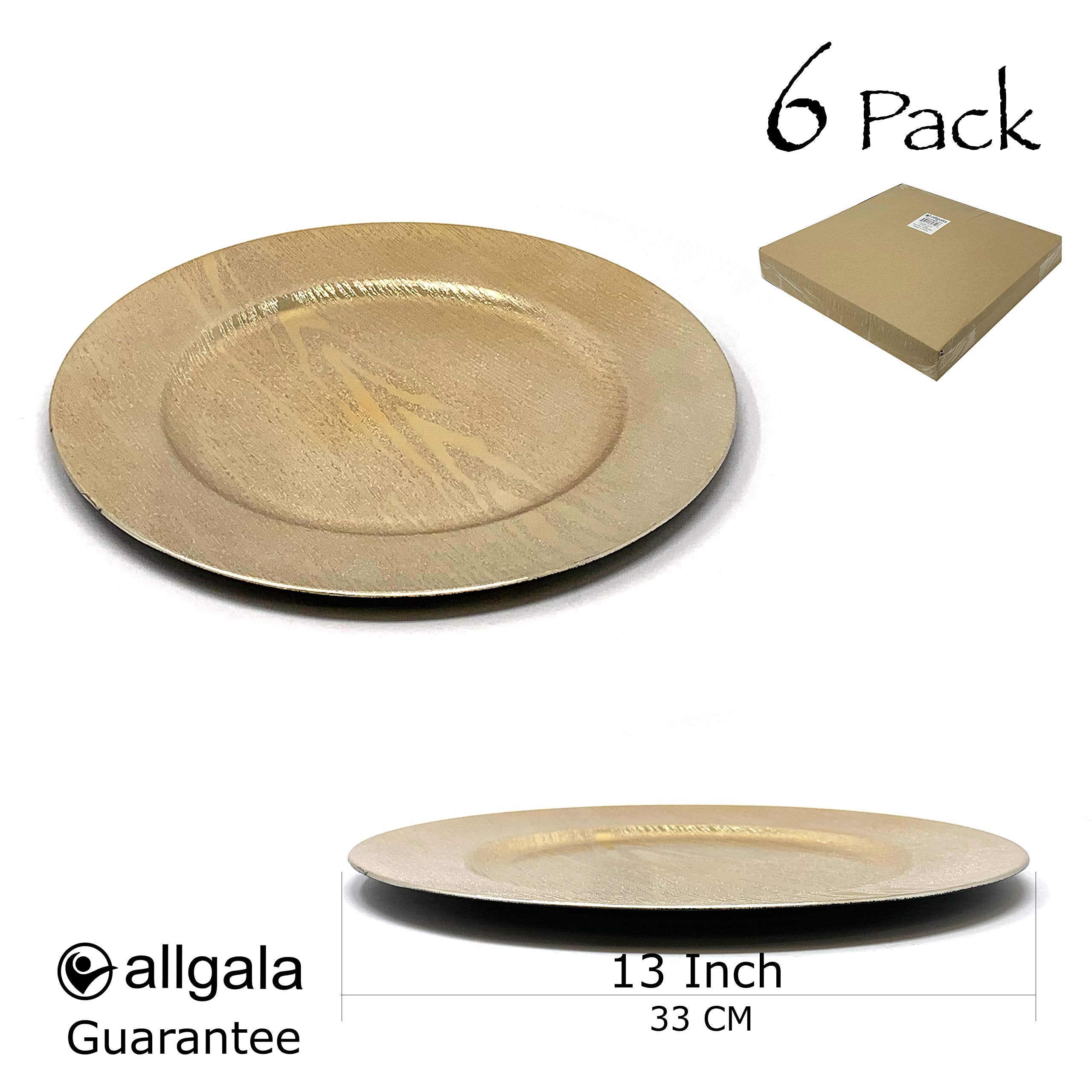 allgala 13-Inch 6-Pack Heavy Quality Round Charger Plates-Grain Gold-HD80301