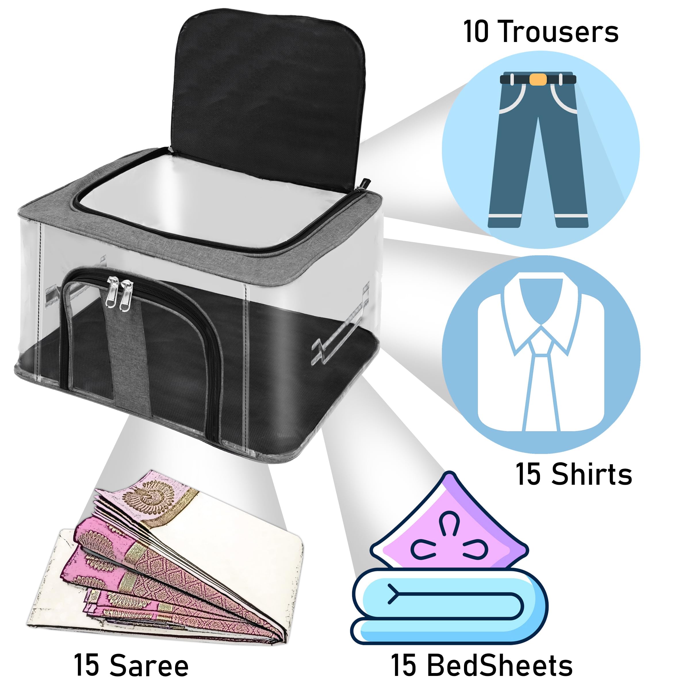 Storite 20 Pack Nylon 33 L Pvc Transparent Moisture Proof Storage Box For Clothes Closet Wardrobe Organizer For Clothes, Saree B