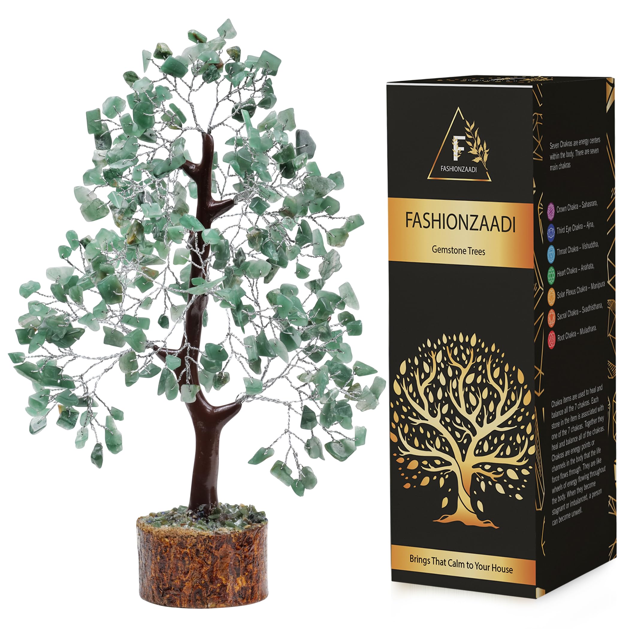 FASHIONZAADI Green Aventurine Crystal, Chakra Tree, Feng Shui Decor, Crystal Tree, Crystal Tree of Life, Spiritual Decor, Money 