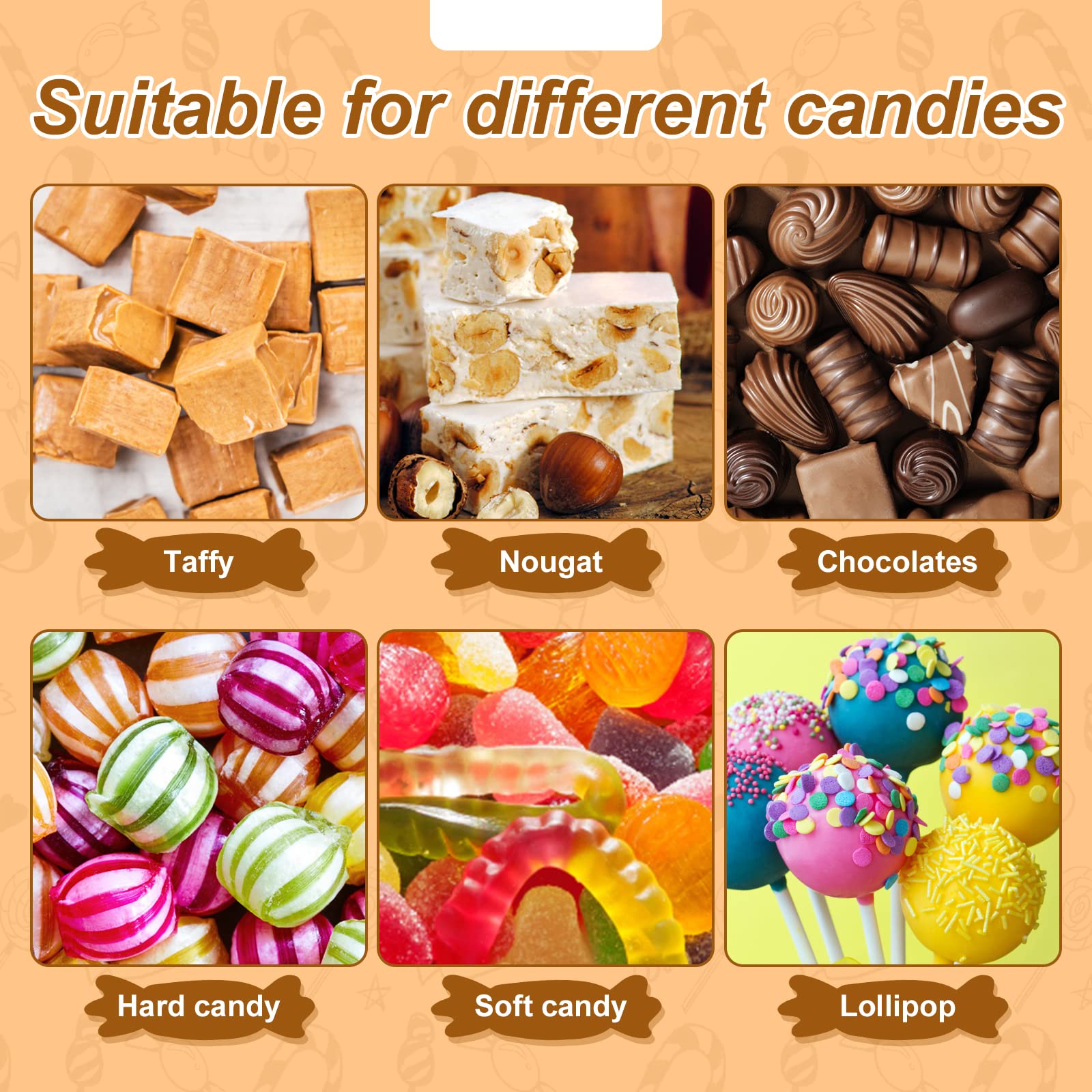 Wexpw Wax Candy Wrappers - 1000 Pieces Twisting Wax Paper, 4.8x4.8inch, Ideal for Caramel Taffy and Lollipops, Model