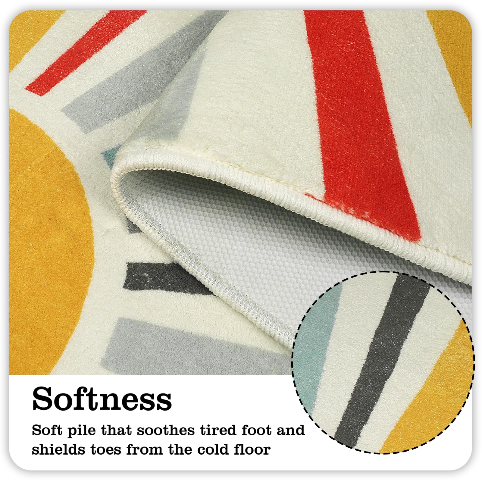 Uphome Boho Bath Mat Set Modern Colorful Sun Bathroom Rug Sets 2 Piece Non-Slip Soft Cute Long Bathroom Rugs Machine Washable Bl