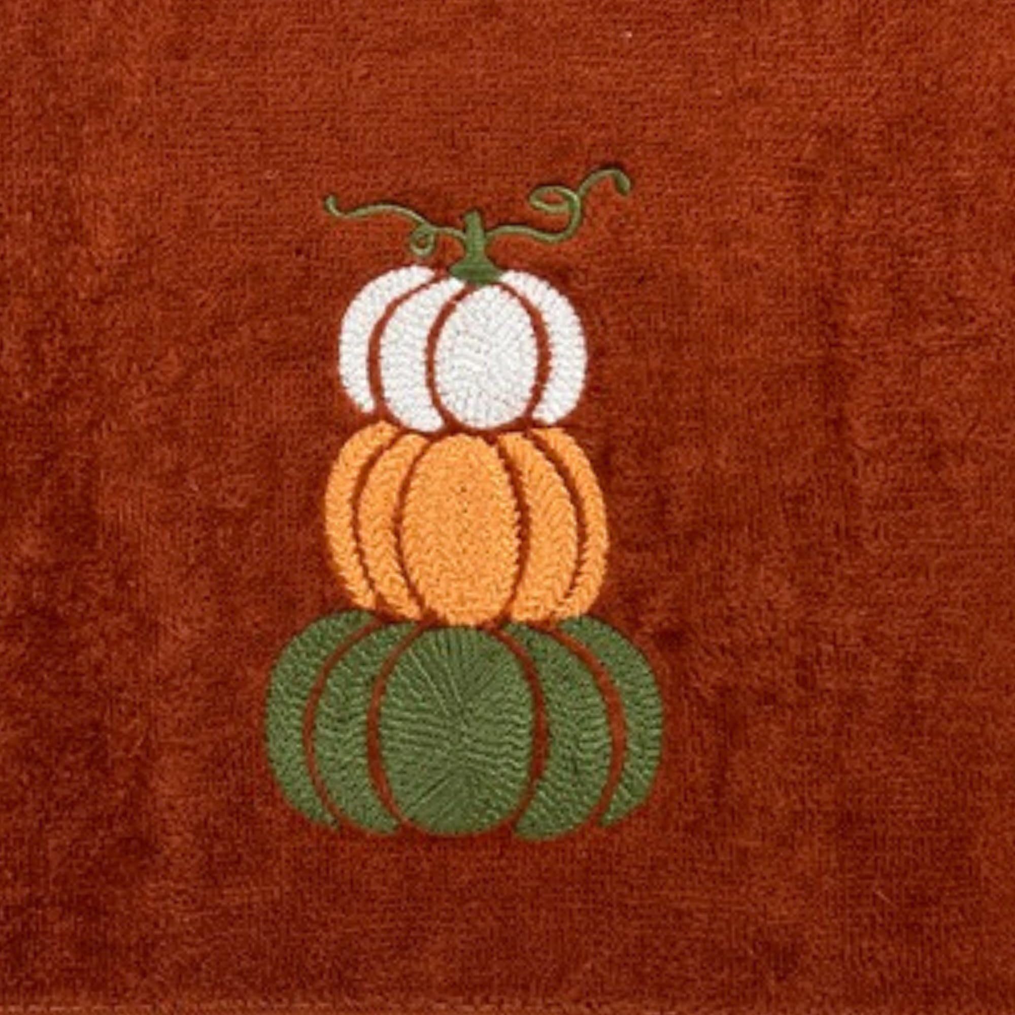 Serafina Home Autumn Fall Bath Hand Towels Bathroom Decor Farmhouse Harvest: Rust Dark Orange 100% Cotton Towels With Embroidere
