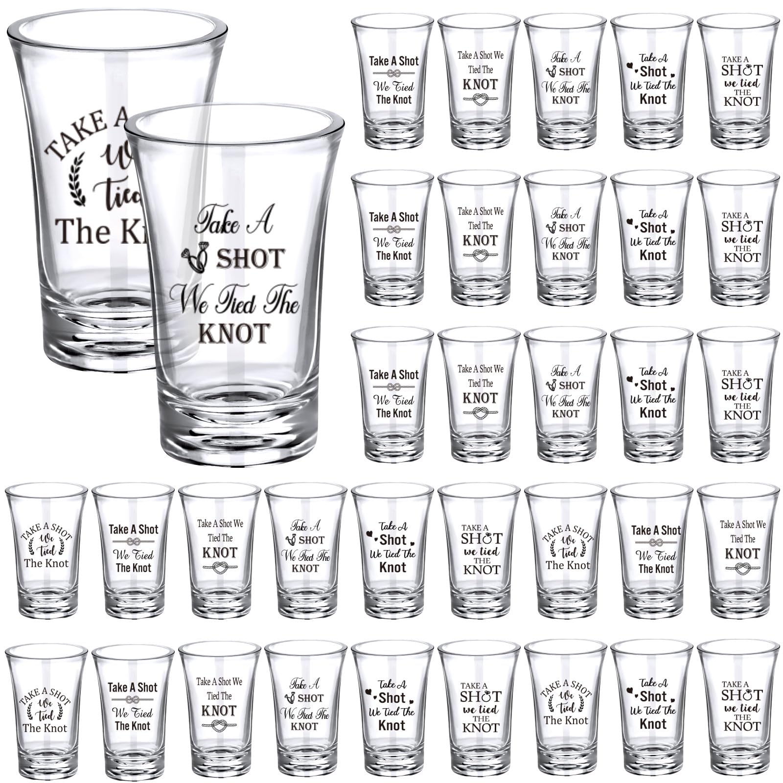 Cunhill 36 Packs Take a Shot We Tied the Knot Shot Glasses  Wedding Favor Set 1.2 Ounce Shot Glasses  Wedding Favor  Acrylic Funny Wedding Shot Glasses  Bridal Party Shot Glasses (Simple)