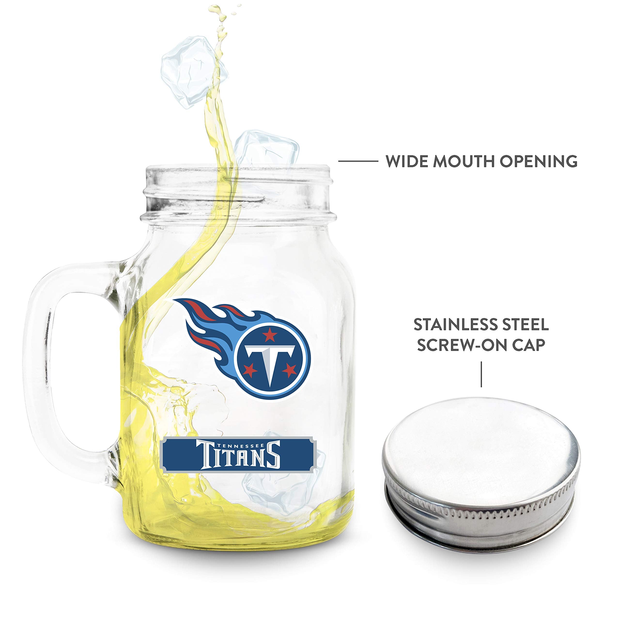 Nfl Tennessee Titans 20Oz Glass Mason Jar