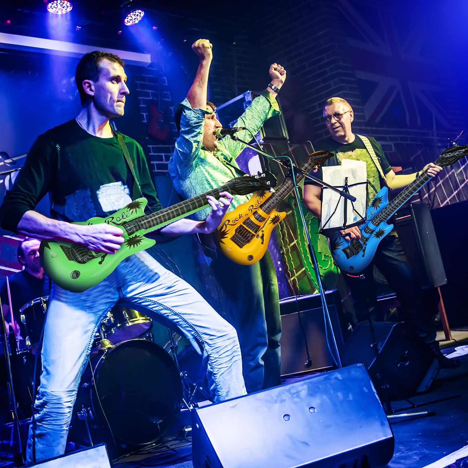 Chitidr 24 Pcs Inflatable Guitars For Parties Bulk Blow Rock Star Guitar Set Rock And Roll Party Decorations Photo Booth Props F