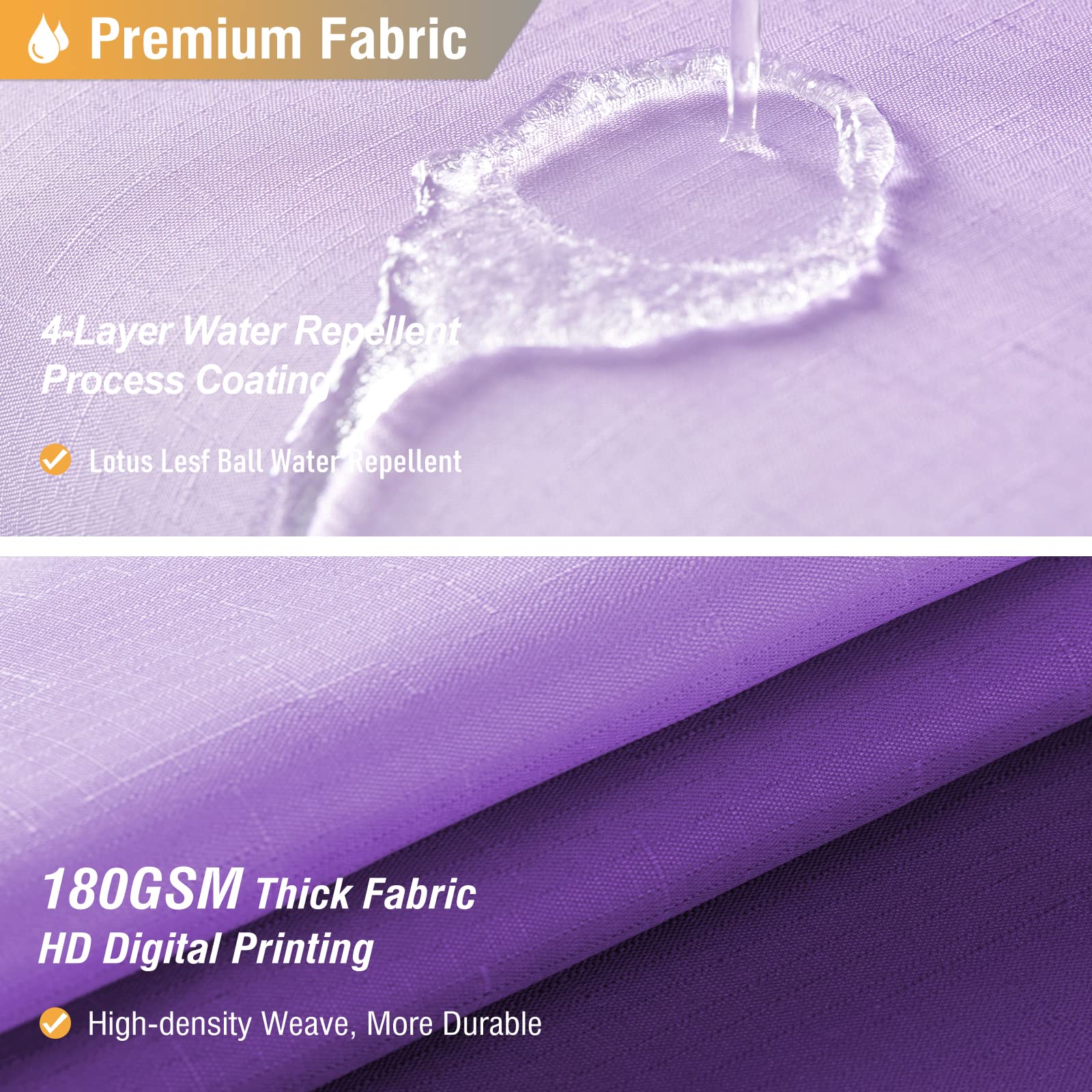 BTTN Long Fabric Shower Curtains - 72'' x 78'' Inch Long Ombre Linen Textured Heavy Duty Shower Curtain Set with Metal Hooks  Tall Hotel Spa Luxury Neutral Cloth Shower Curtains for Bathroom - Purple