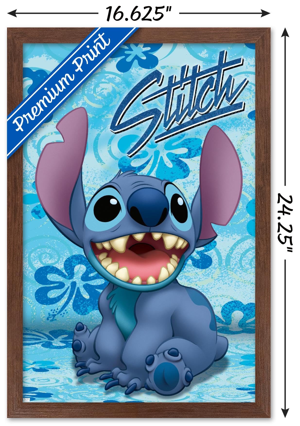 Trends International Disney Lilo And Stitch - Sitting Wall Poster, 14.72'' X 22.37'', Mahogany Framed Version