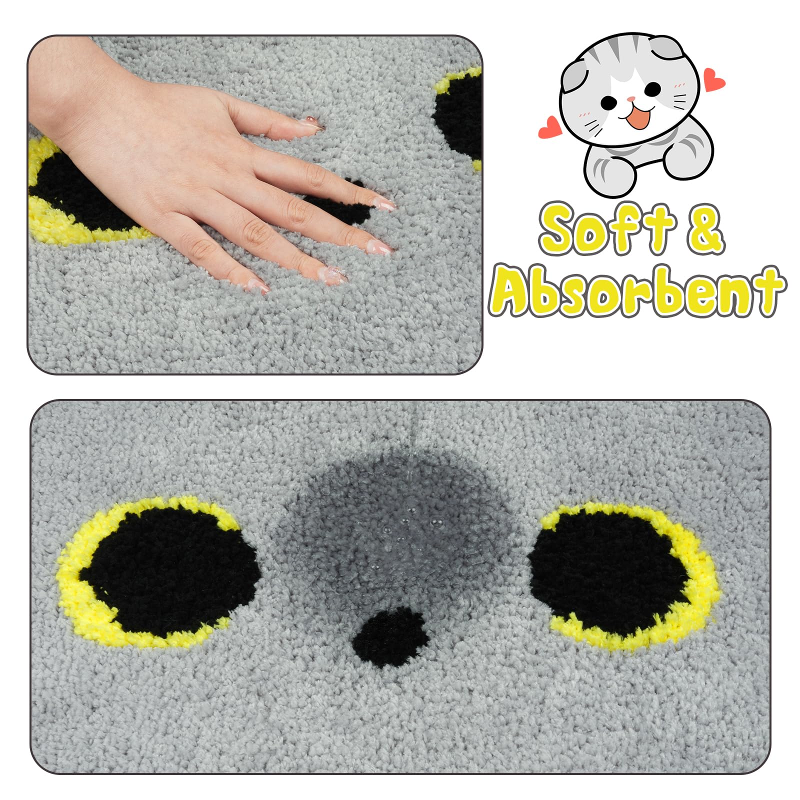 Nigoways Cat Bathroom Rug,Cute Bath Mat,Soft And Absorbent Bath Rugs,Non-Slip Bath Mats,Bathroom Mats For Bathroom,Living Room,B