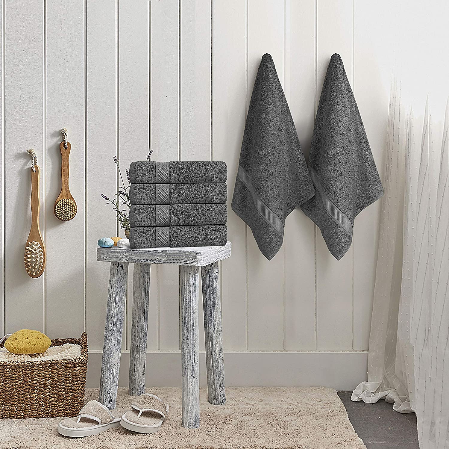 Simpli-Magic 79403 Bath Towels, Gray, 24X46 Inches Towels For Pool, Spa, And Gym Lightweight And Highly Absorbent Quick Drying T