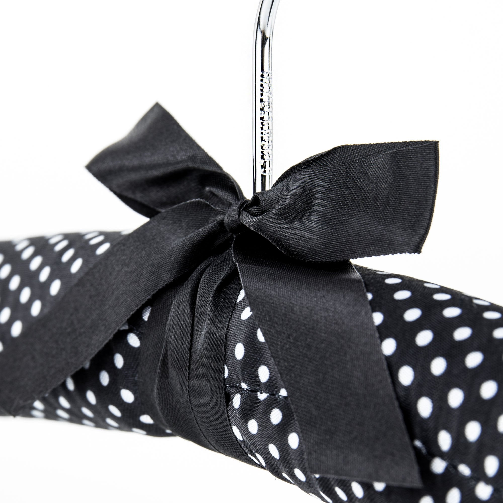 Hangerworld 5 Black And White Polka Dot 17Inch Satin Padded Top Garment Clothes Coat Hangers