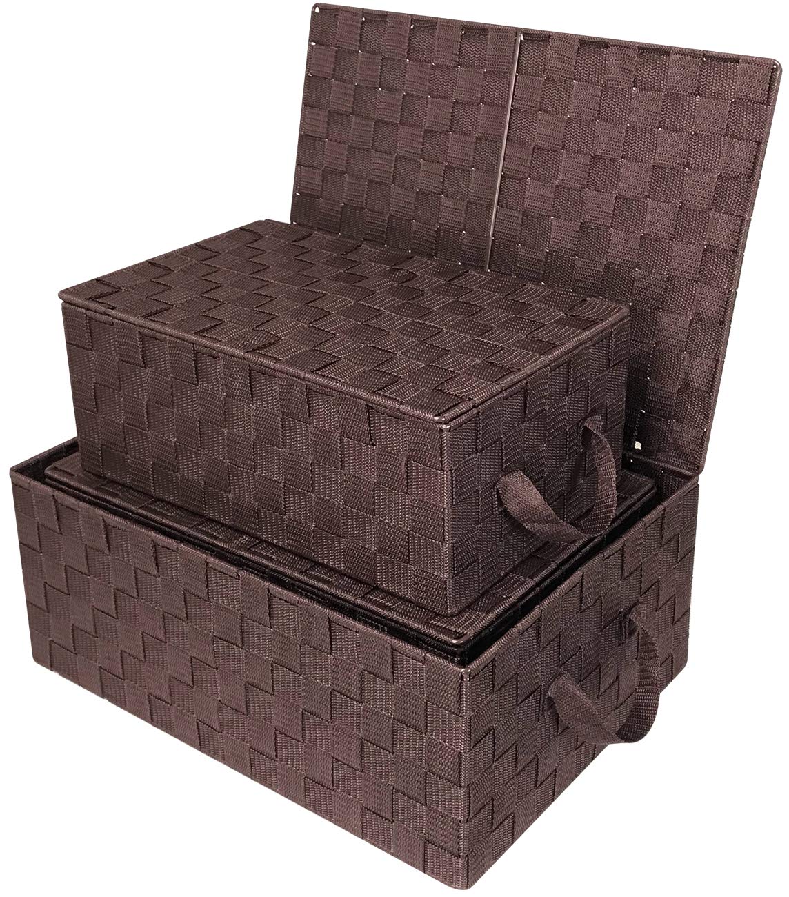 Sorbus Set Of 3 Storage Baskets For Organizing With Lid, Mesh Hand-Woven Design, Linen Closet Organizers And Storage, Organizer