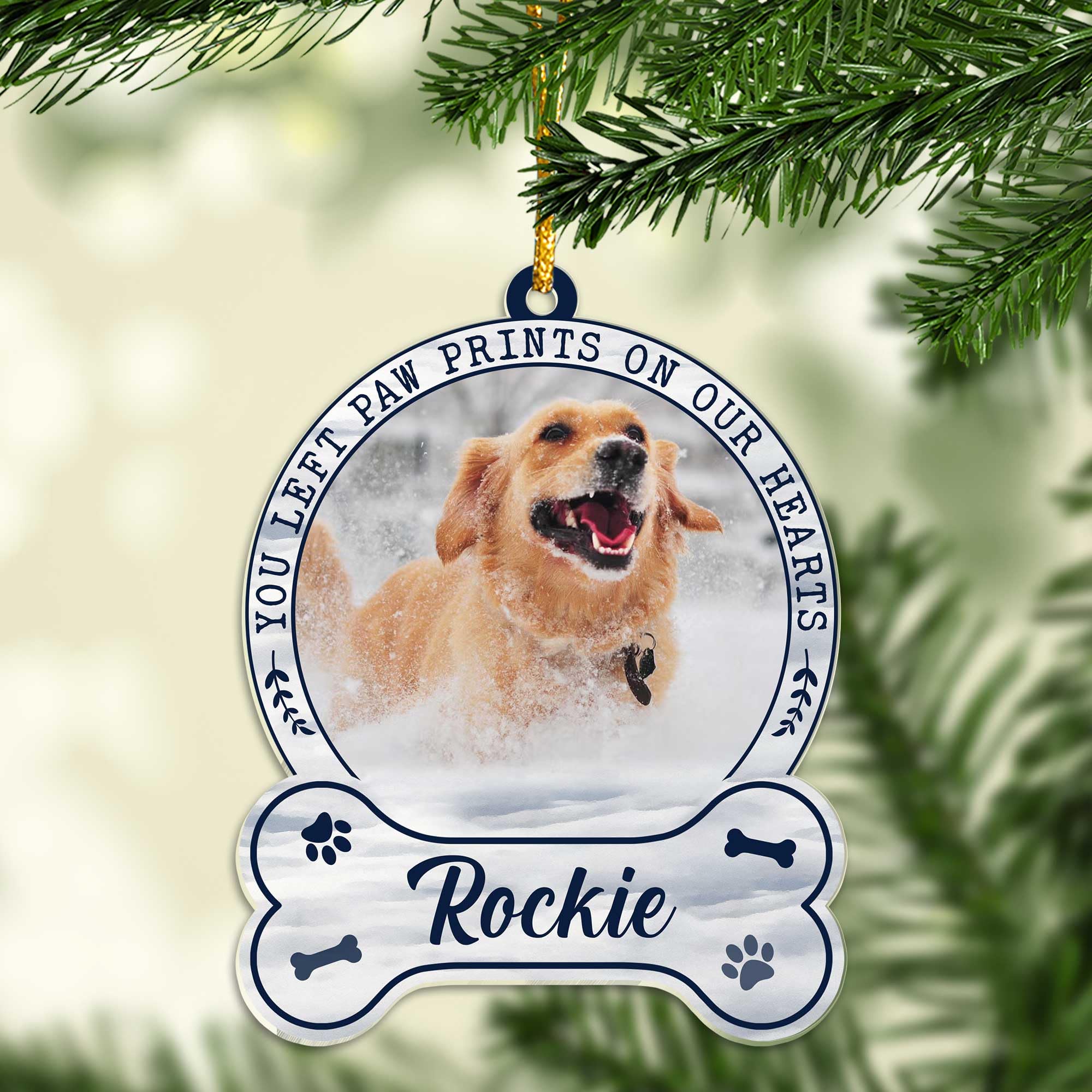 Custom Dog Photo Ornament 2025 - Personalized Pet Memorial Christmas Ornament - Forever in Our Hearts, Remembrance, in Memory Gi