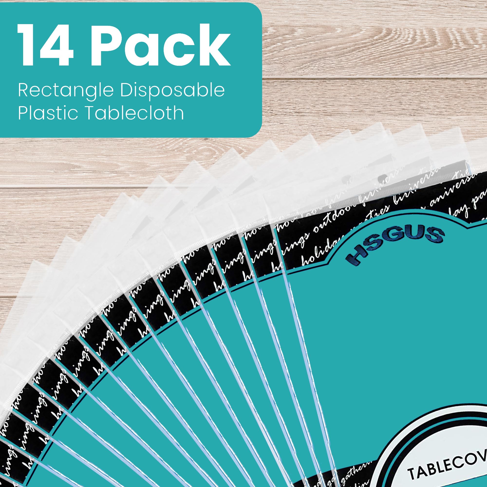 14 Pack Premium Turquoise Plastic Tablecloth - 54 X 108 In. Disposable Rectangle Plastic Table Cloth - Decorative Rectangle Tabl