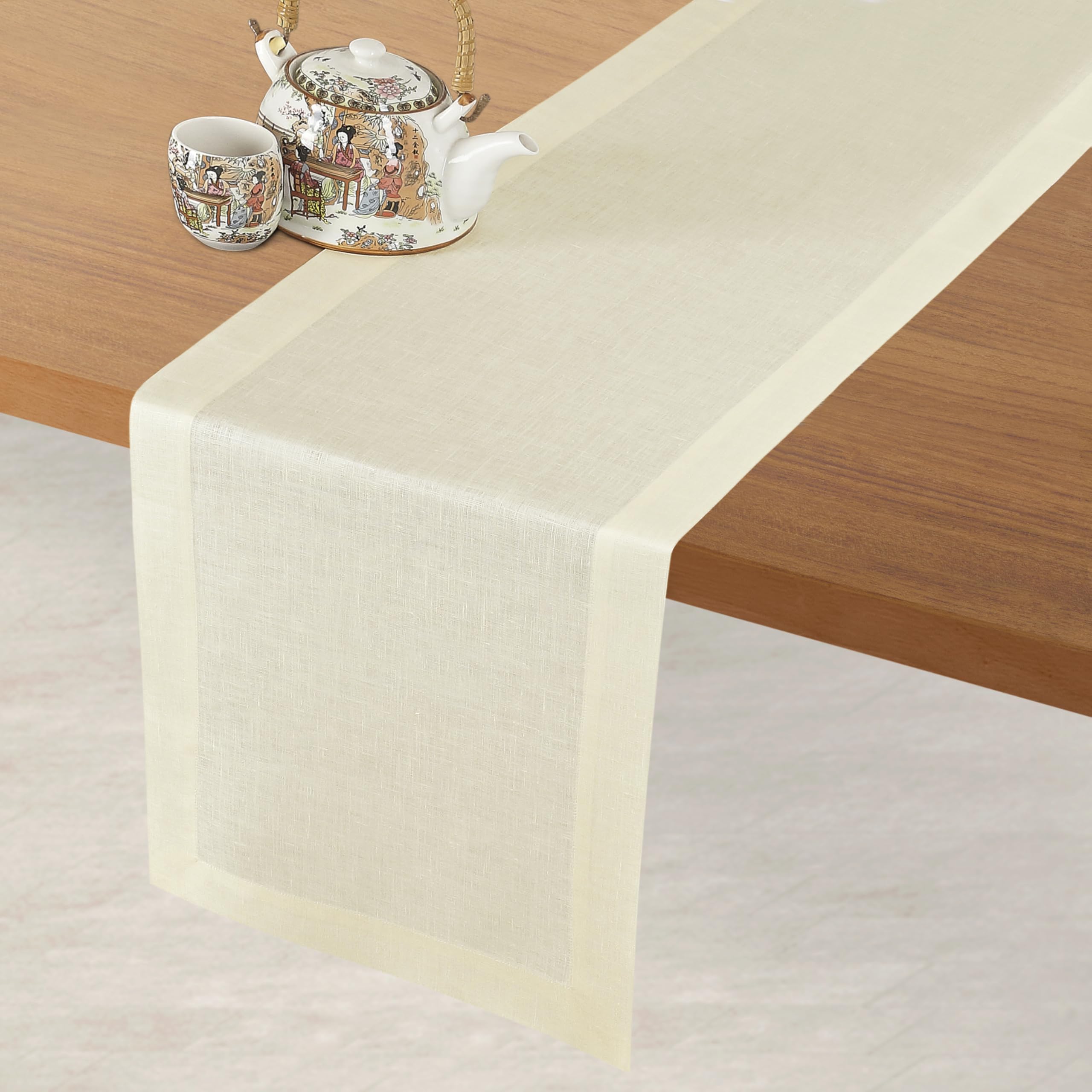 Dmoksha Linen Table Runner 72 Inches Long, Cream Table Runner, Fall Table Runner, Kitchen Table Runner For Thanksgiving, Christm