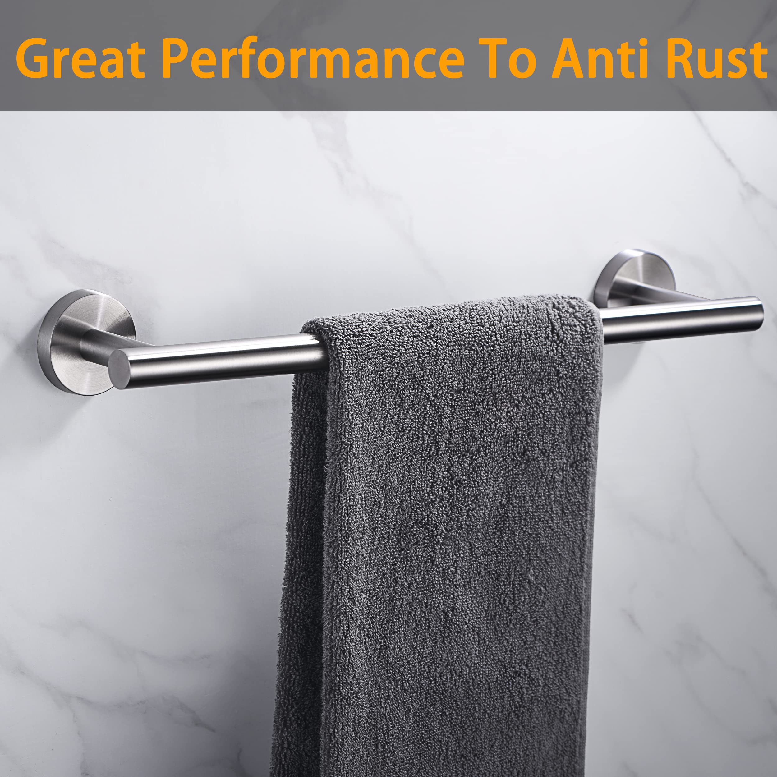 Nolimas Brushed Nickel Bath Towel Bar Single Bars Towel Rack Rod Classic Wall Mounted SUS304 Stainless Steel Bathroom Towel Holder Toilet Kitchen Towel Shelf Single Layer 18 inches