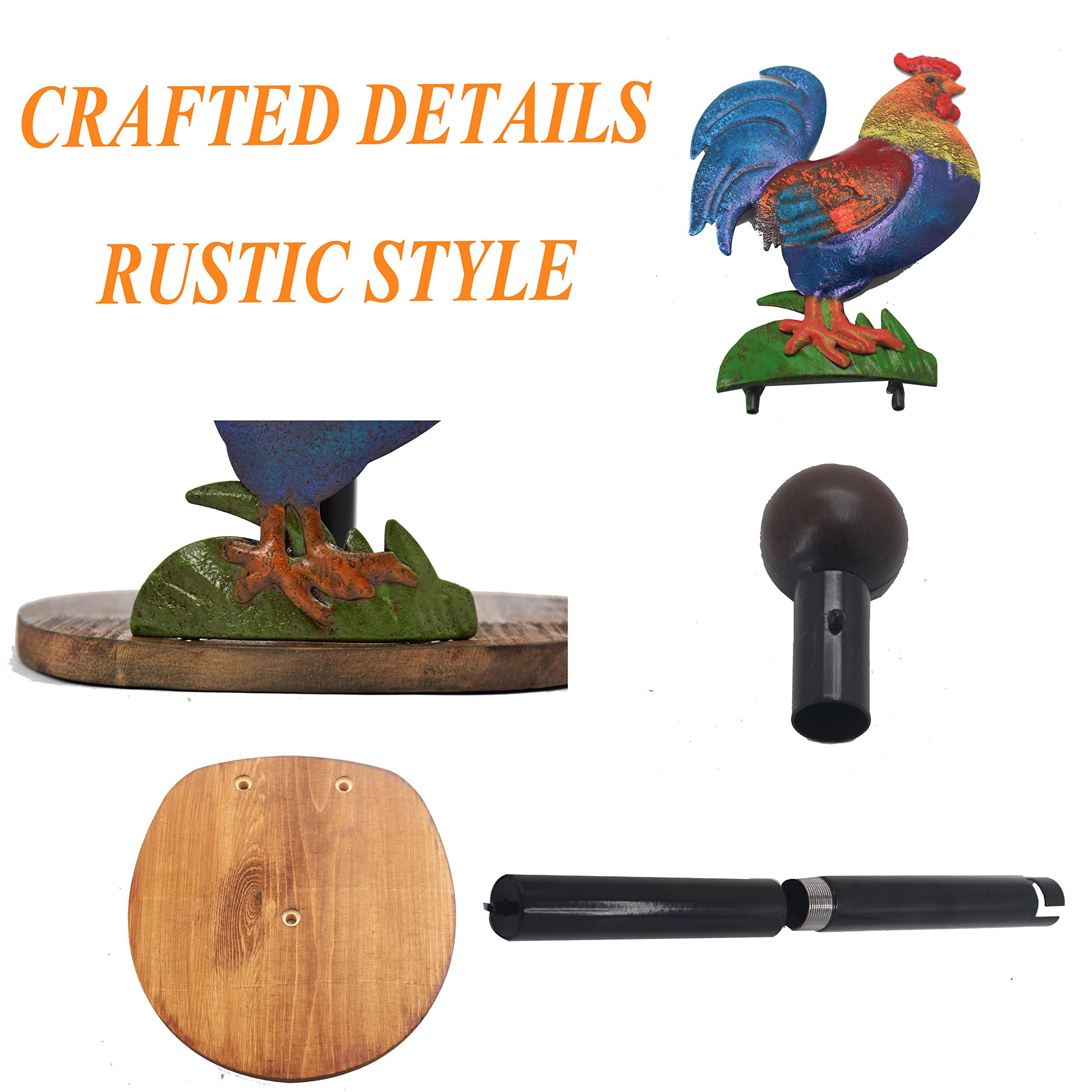 Paper Towel Holder Stand, Paper Towel Holder Countertop Wood With Rooster Decorations For Kitchen Farmhouse Villa Apartment Roos