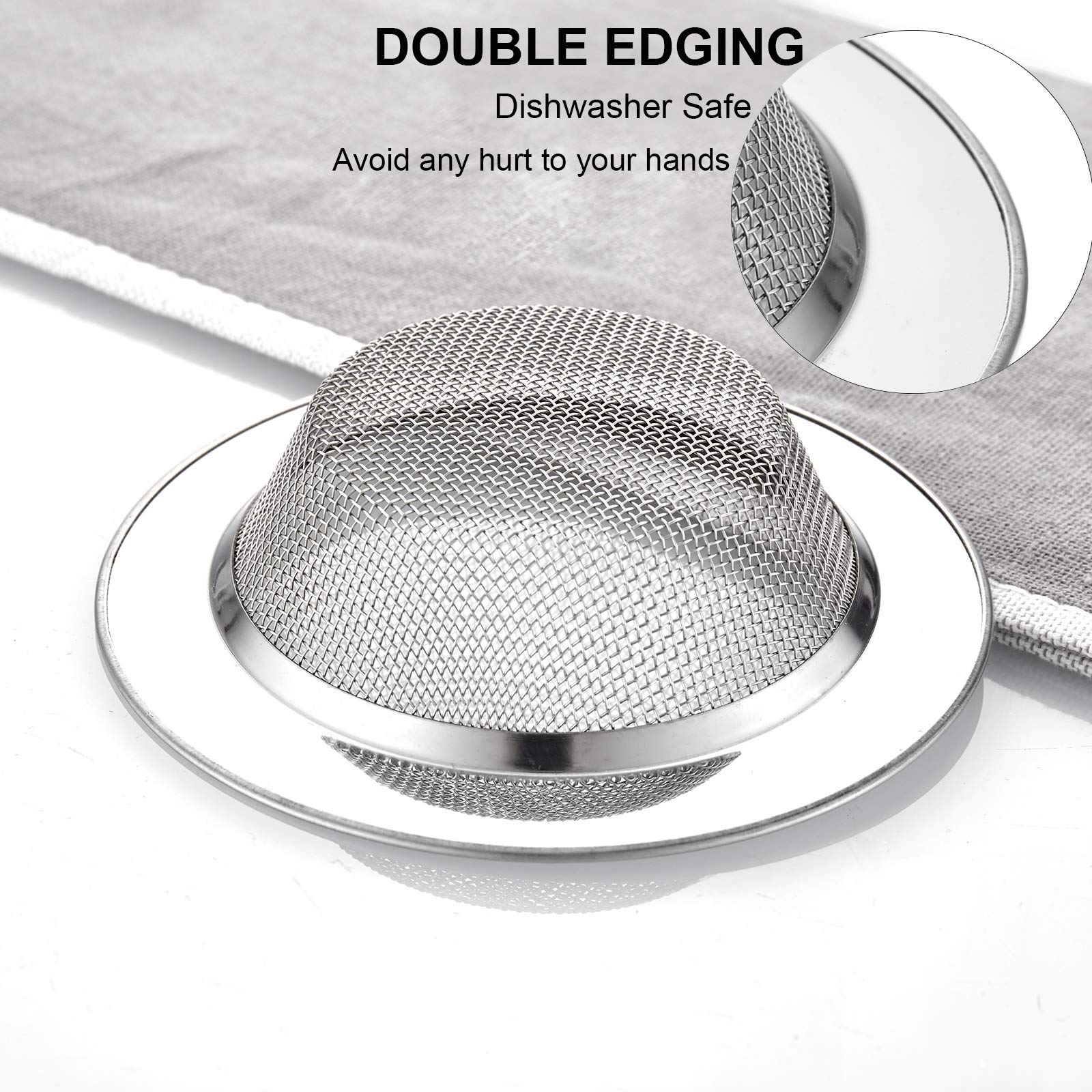 2 PCS Kitchen Sink Strainer Stainless Steel  kitchen Sink Drain Strainer Sink Strainers with Large Wide Rim 4.5'' Diameter for Kitchen Sinks