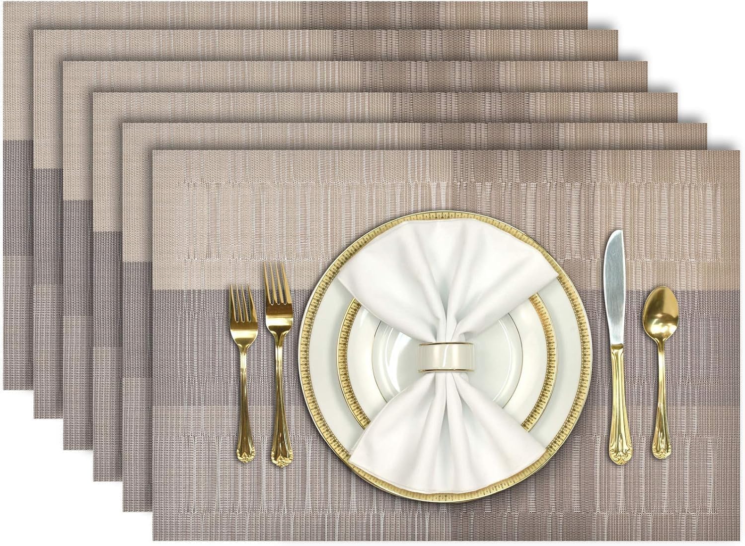 RSUAH Placemats Set of 6 Dining Table Place Mats | Placemats Table Mat PVC Material | NonSlip Heat Resistant | Dining Tablemate