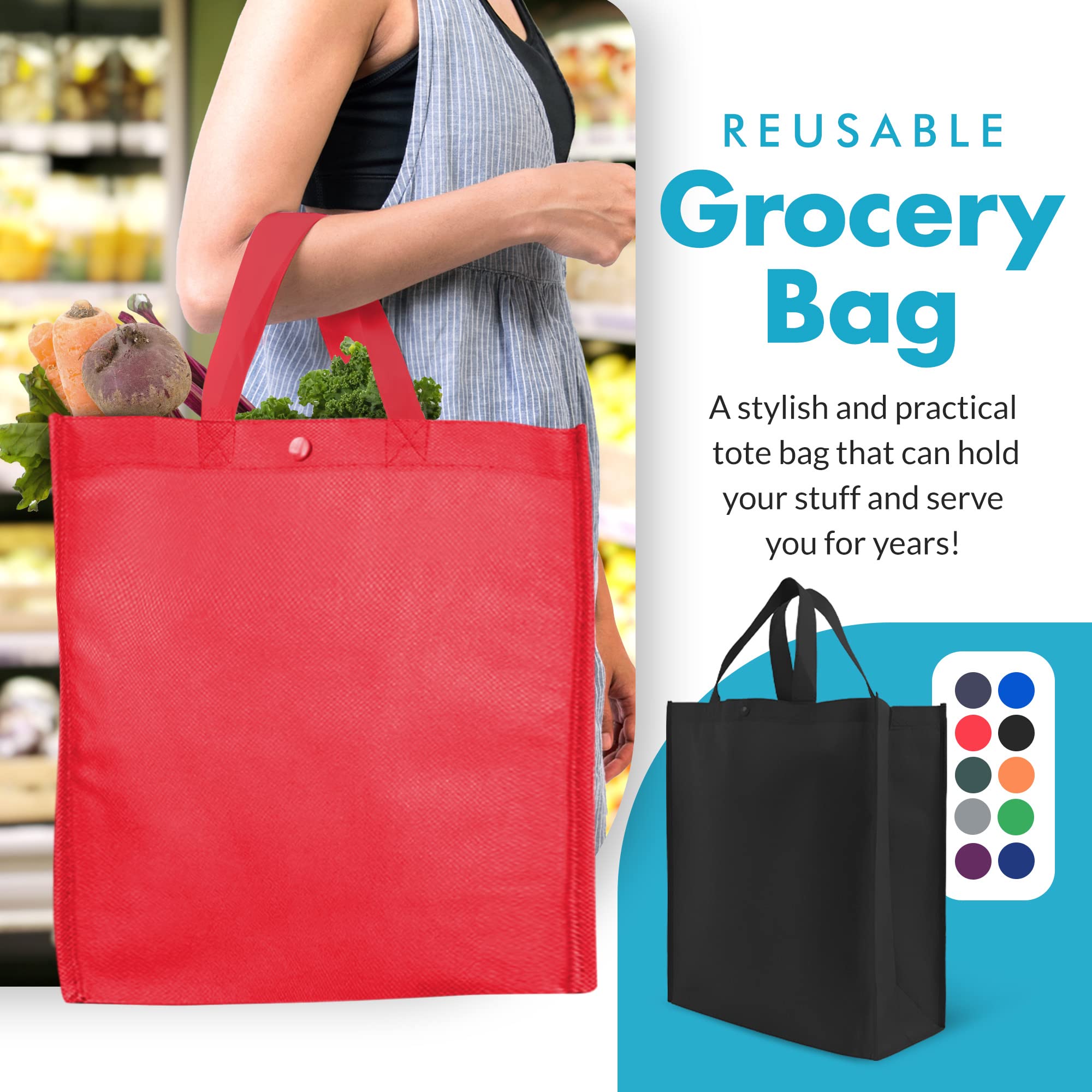 Simply Green Solutions - Reusable Grocery Bags, Durable Tote Bags, Shopping Bags For Groceries, Utility Tote, Reusable Gift Bags