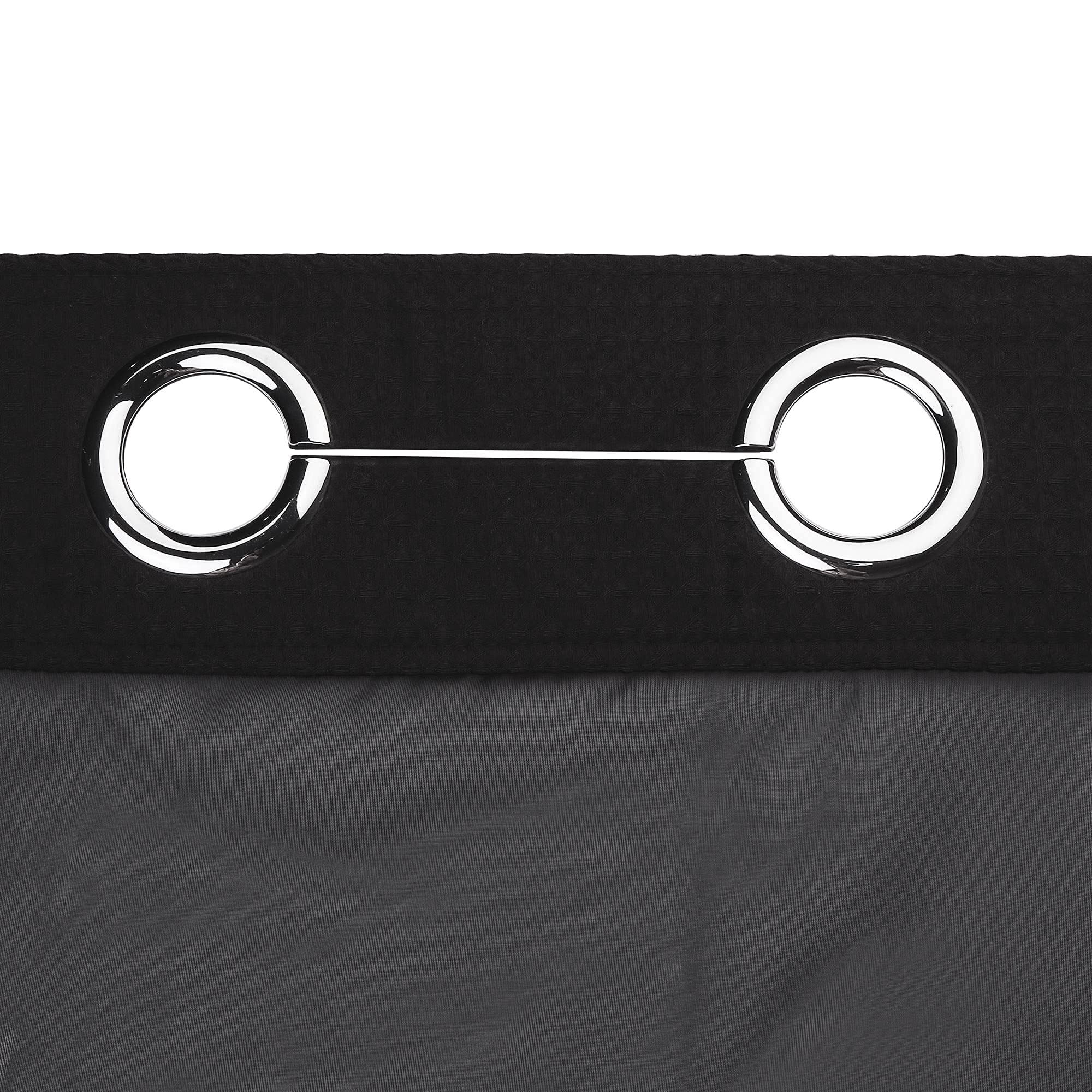 River Dream Black Fabric Shower Curtain Set, Cotton Blend, Waffle Weave, With Snap In Replacement Liner,71 X 86 Inches