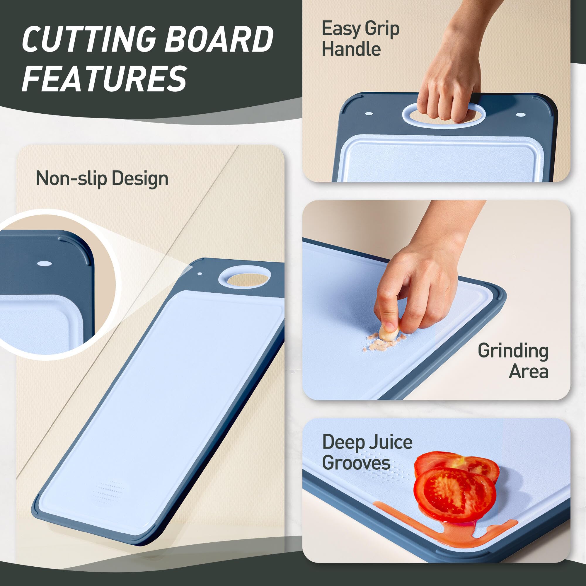 2 in 1 Stainless Steel Cutting Board with Handle Chopping Board Big Meat Butcher Block Kitchen Stuff Accessories New Home Essent