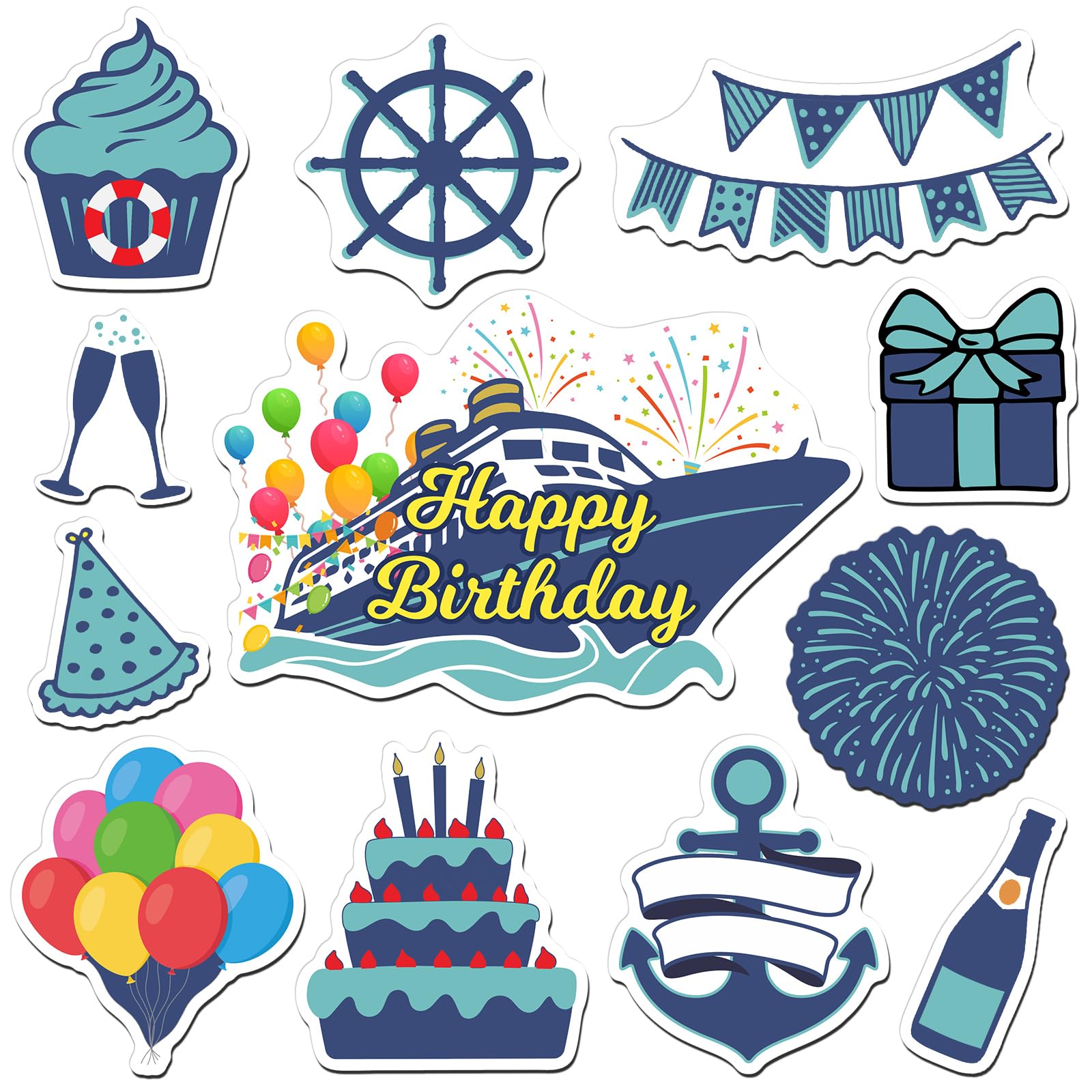 LEIFIDE 12 Pcs Birthday Cruise Door Magnets Decorations Funny Stateroom Happy Birthday Magnets Cruise Ship Door Decorations Magn