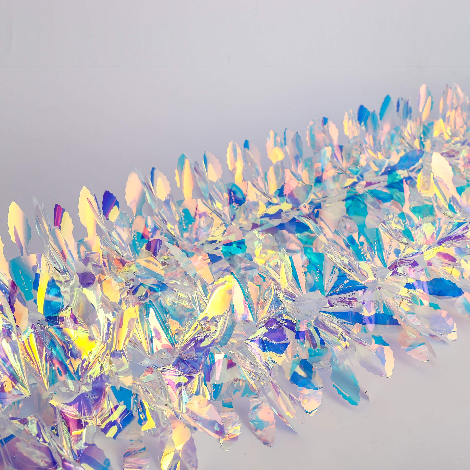 Iridescent Hanging Decorations Garland, 6ft Long Roll Shiny Foil Metallic Banner for Christmas, Bridal Shower, Wedding, Birthday