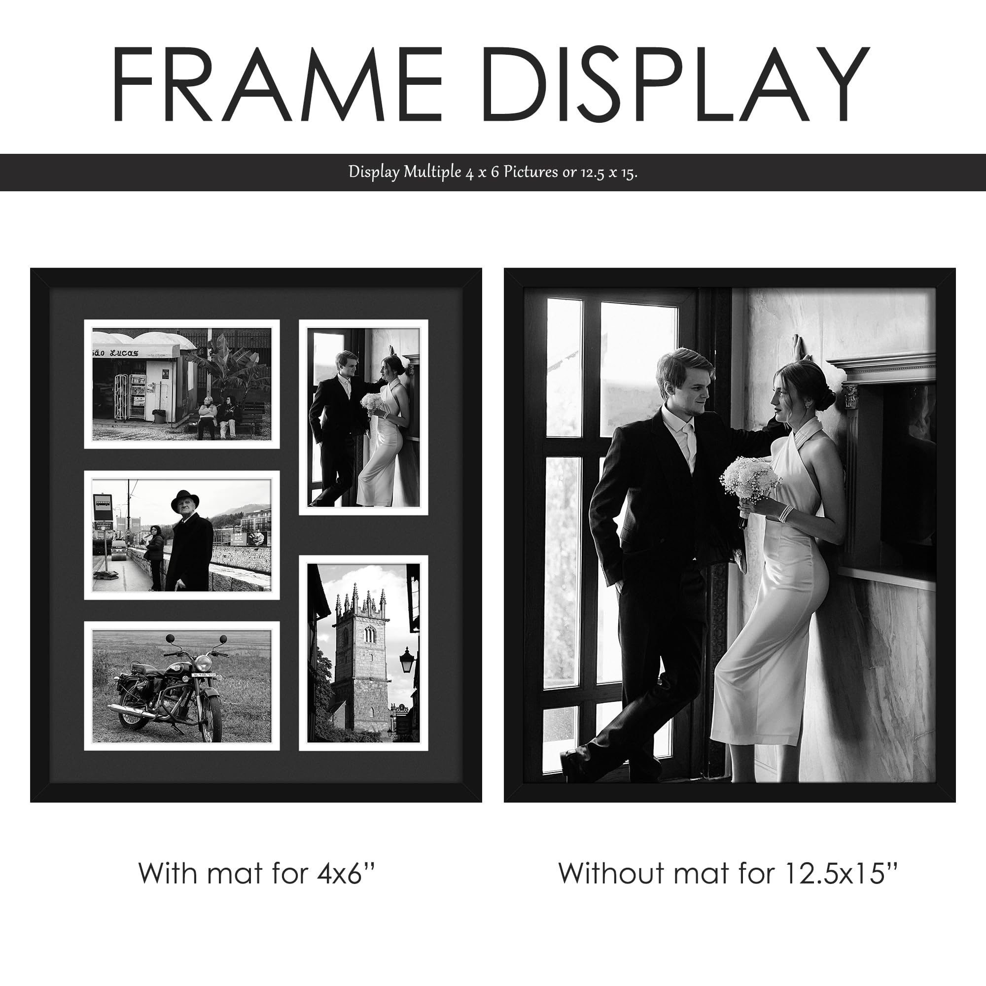 DUENPY 12.5x15 Collage Picture Frame, 4x6 Collage Picture Frame, Displays Five 4x6 inch Photos, Wall Decor Wall Hanging or Table