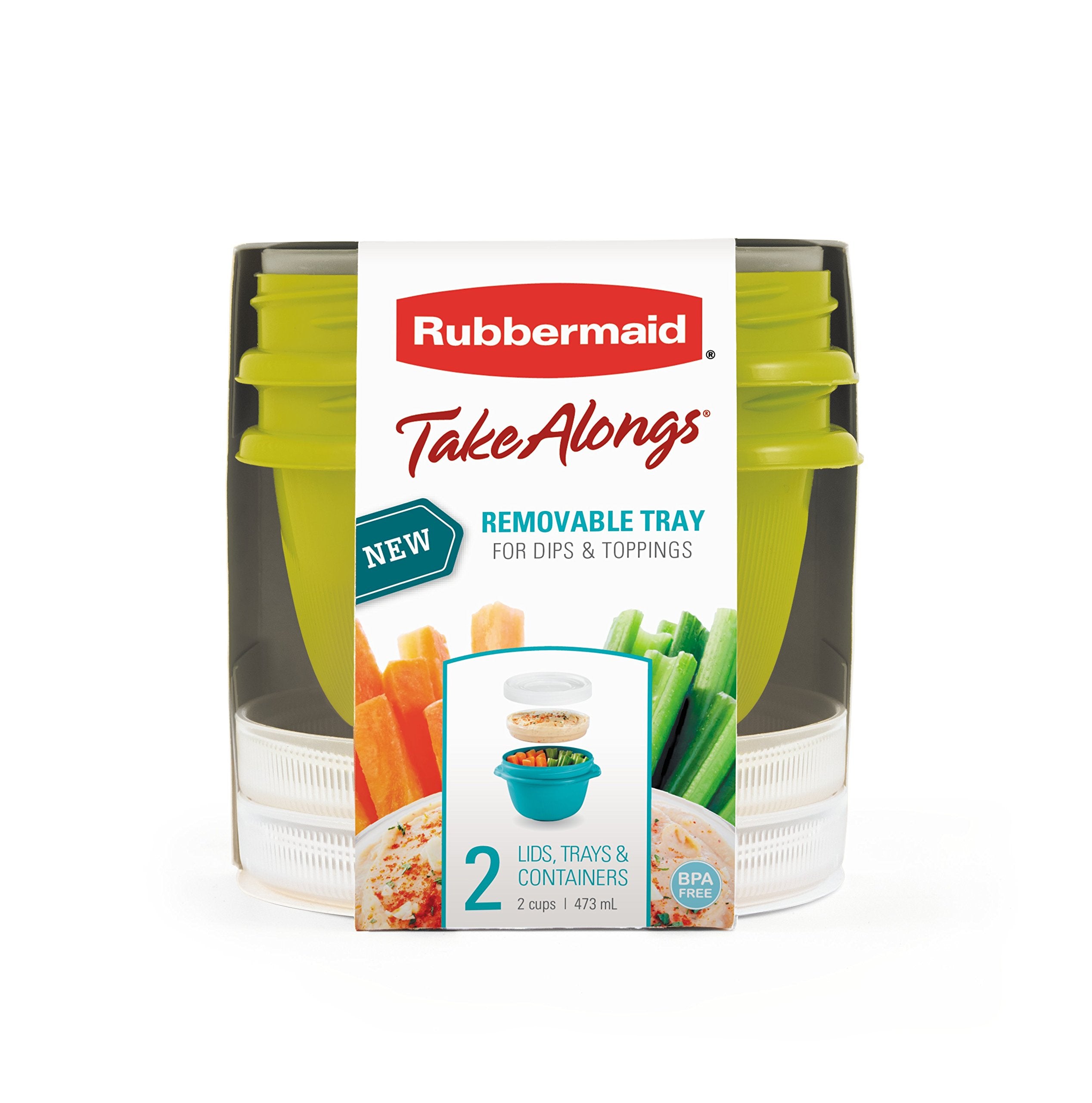 Rubbermaid Takealongs Snacking Food Storage Containers, 2 Cups Size - 2 Lids, Trays, And Containers 7S87