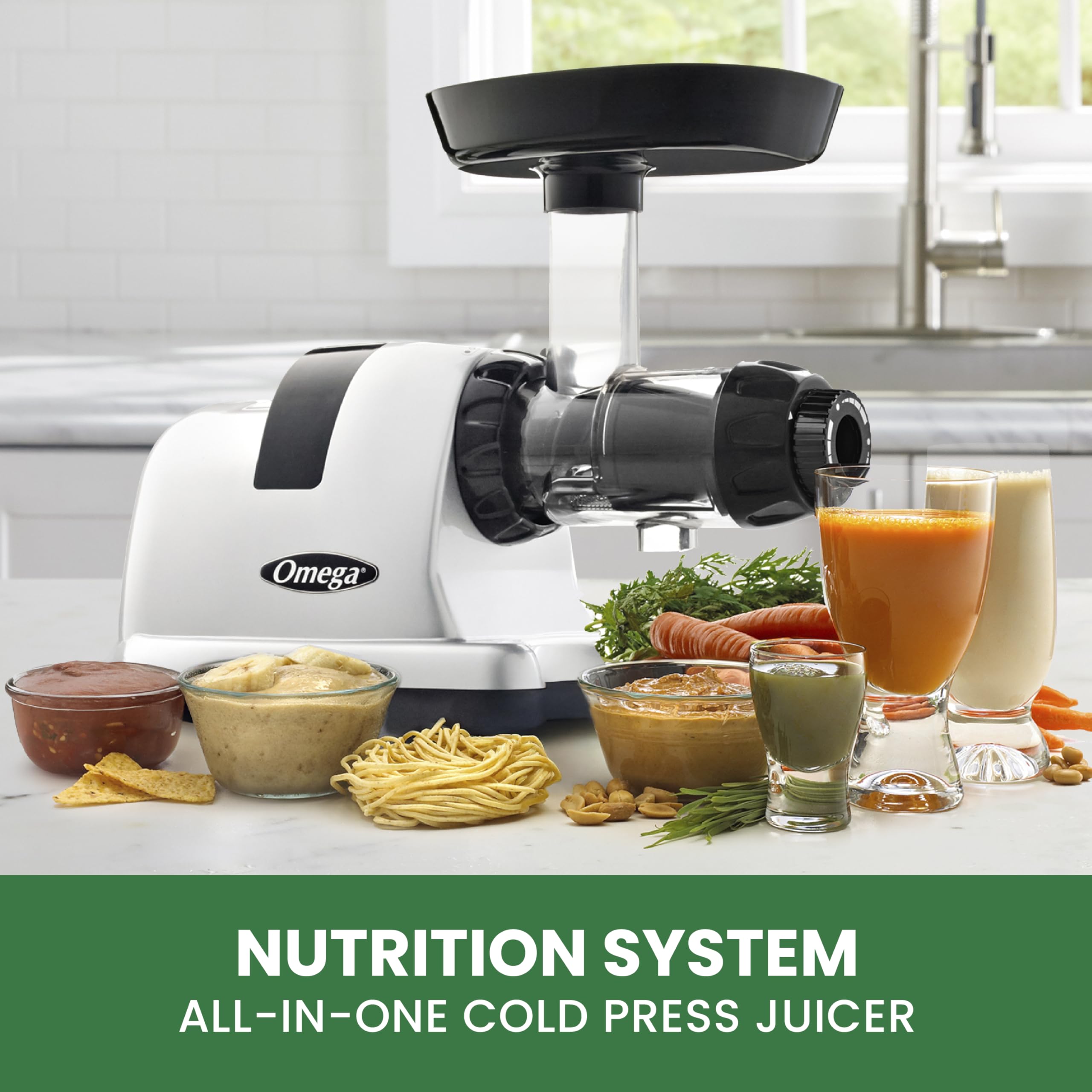 Omega J8006HDS Cold Press Juicer Machine Vegetable and Fruit Juice Extractor and Nutrition System  Triple-Stage Slow Masticating Juicing Technology  200 W  Silver