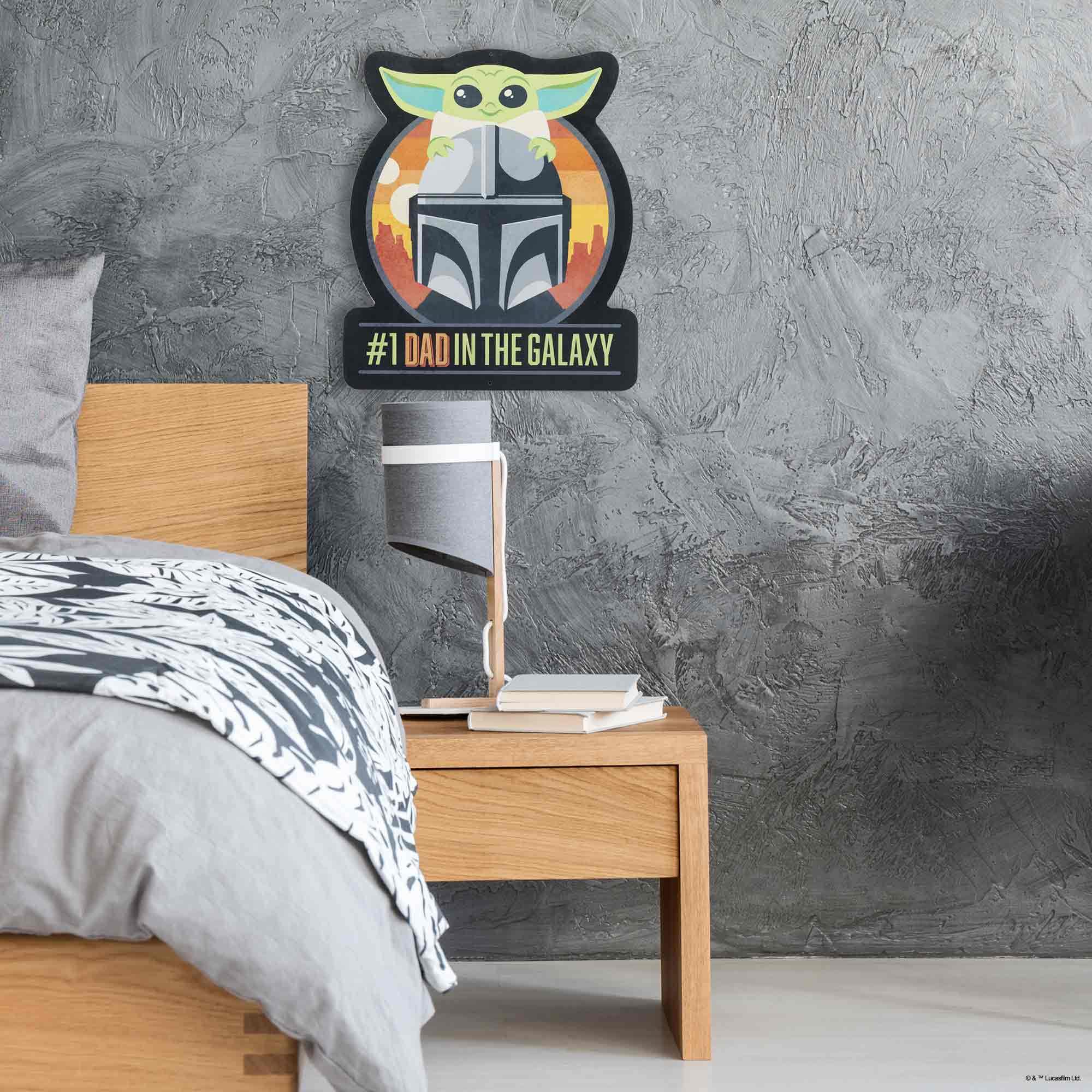Disney Star Wars Number One Dad in the Galaxy Metal Sign - Fun Mandalorian Wall Art for Dad - Great Gift Idea