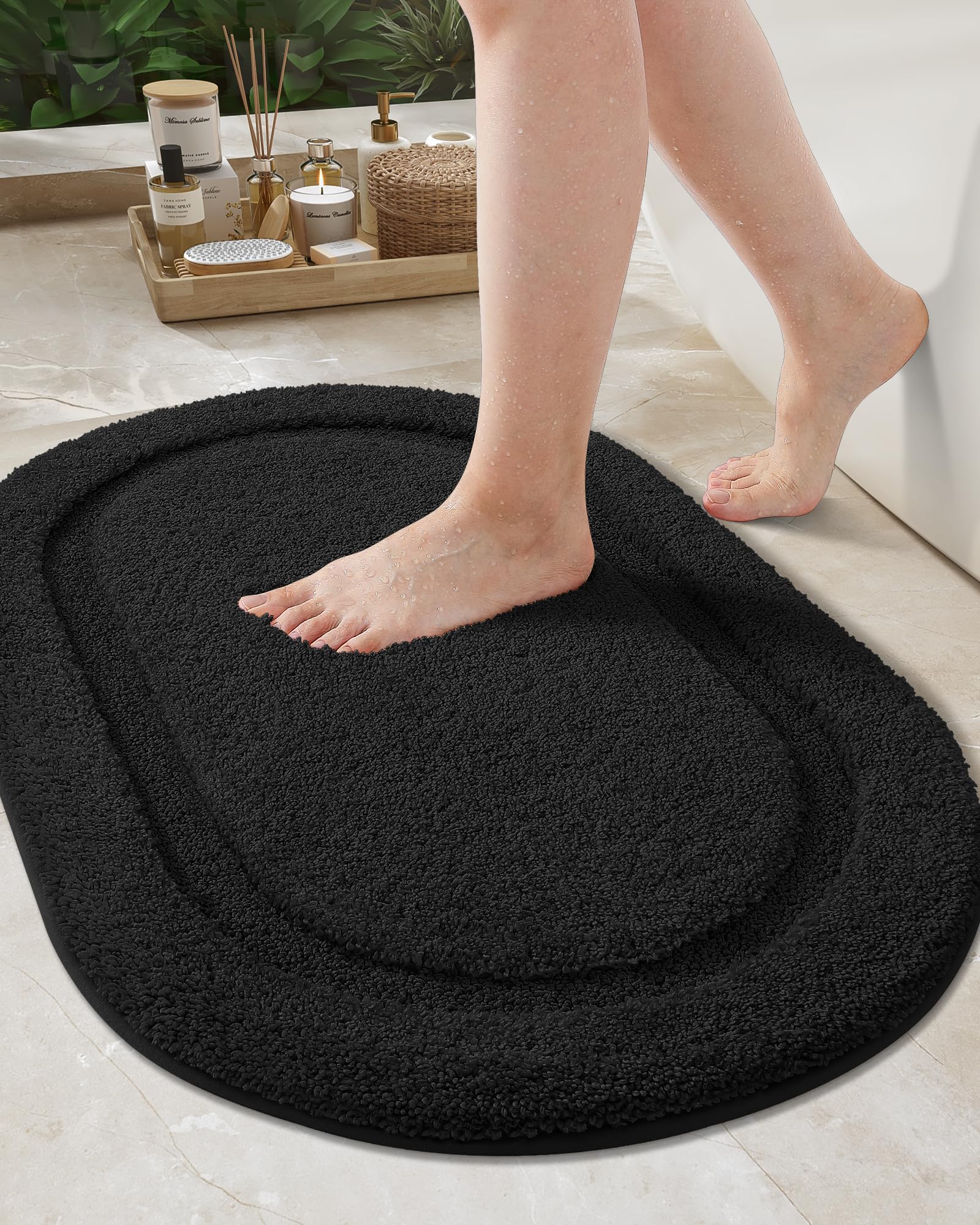 Color&Geometry Black Bathroom Rugs, Non Slip, Absorbent, Soft, Washable, Thick Bath Mat, 20''X32'' Small Bath Rug Bath Mats For