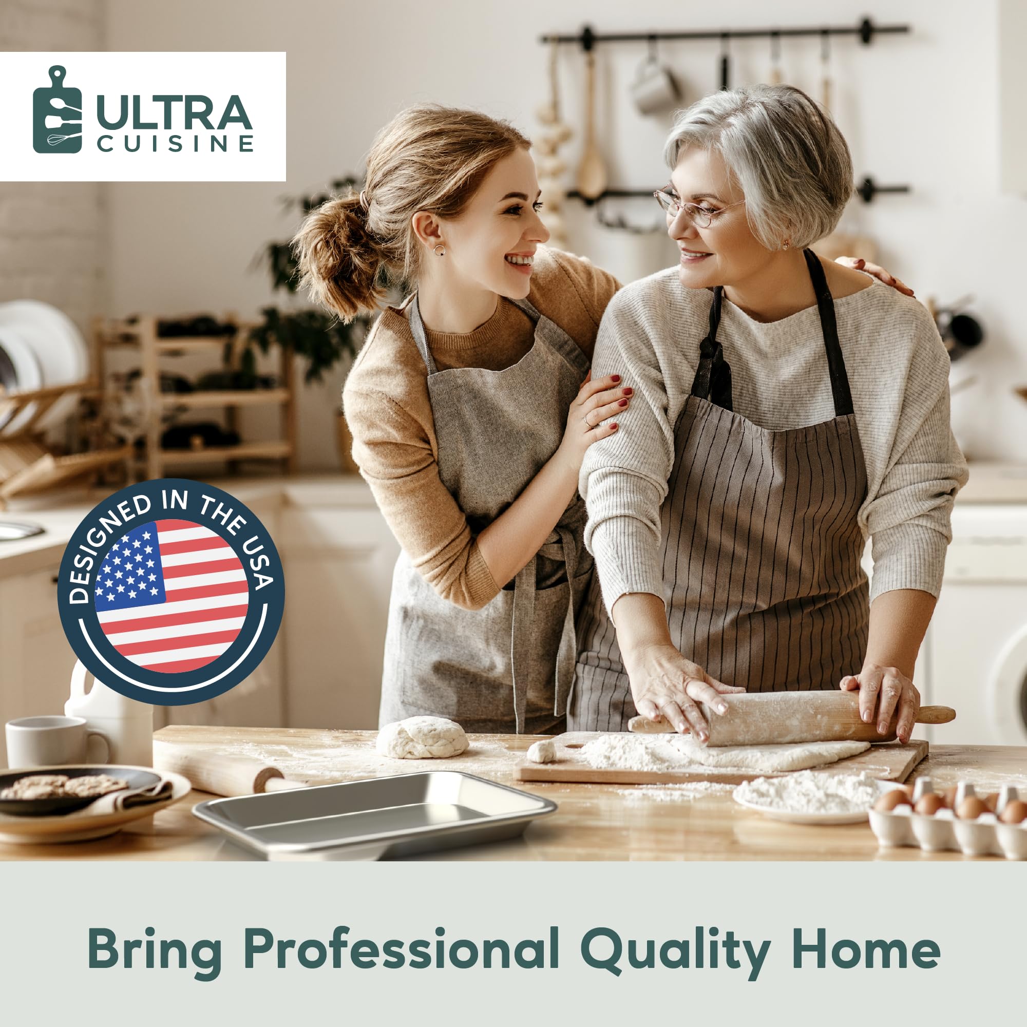 Ultra Cuisine Baking Sheet Set - Baking Pan Set - Cookie Sheet For Baking - Professional Cookie Sheets - Rimmed Baking Sheets Fo