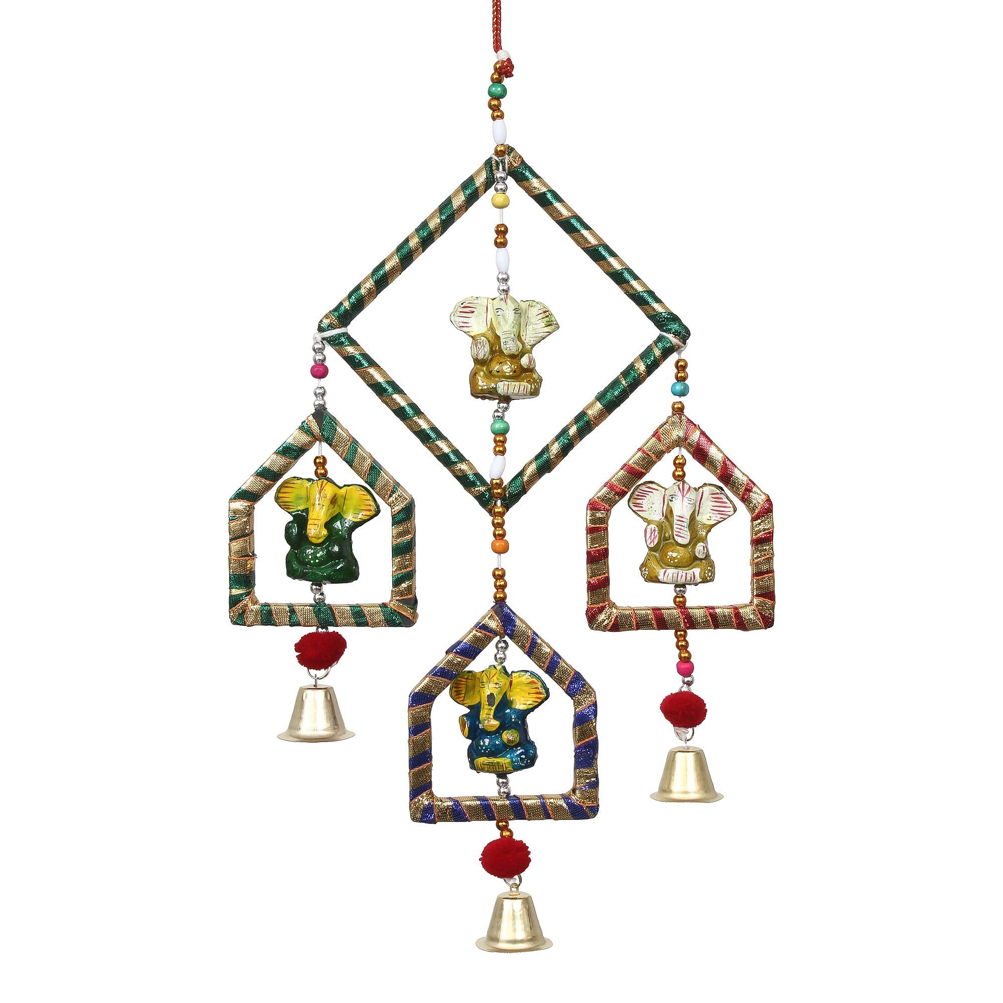 eCraftIndia Handcrafted Decorative Lord Ganesha Wall/Door/Window Hanging Bell