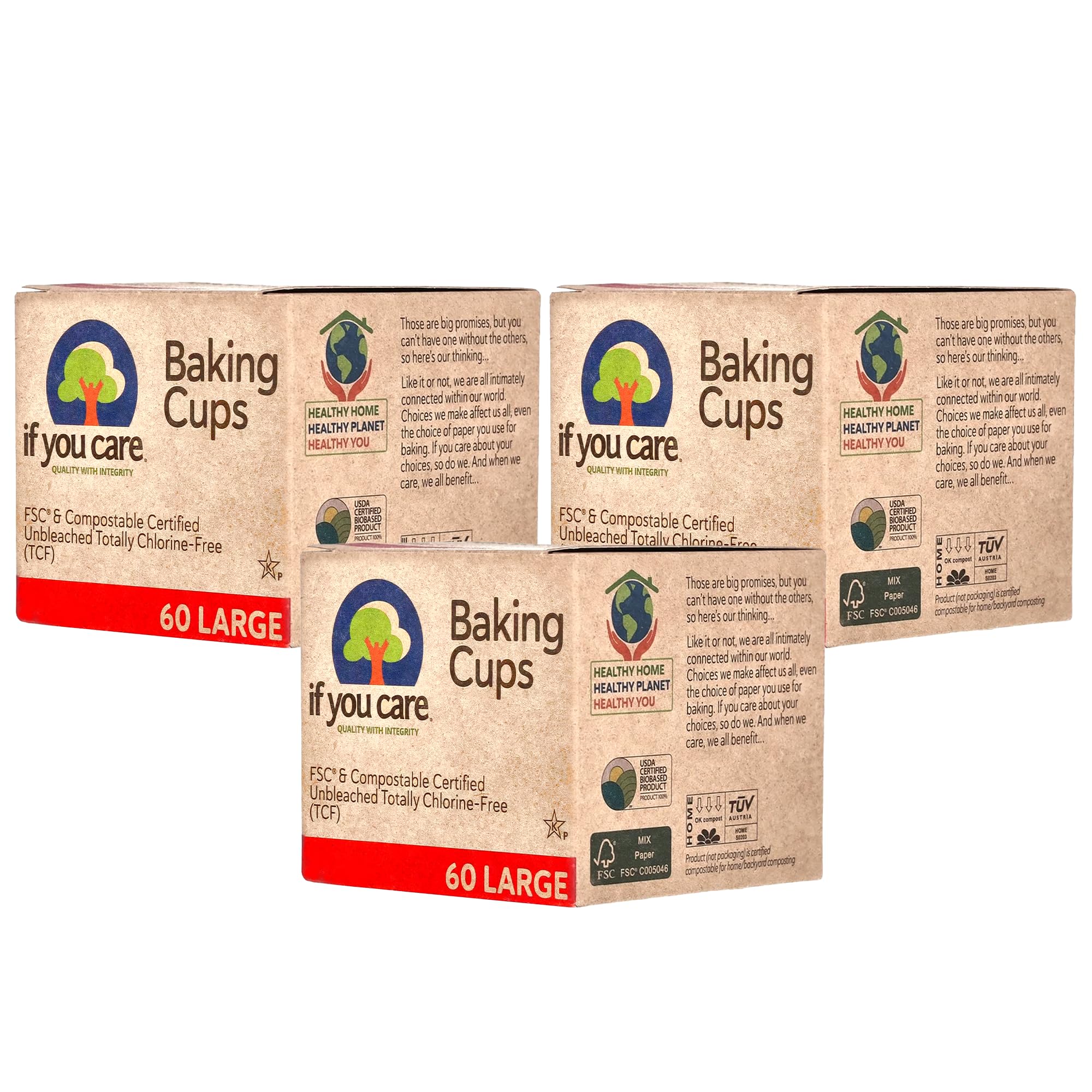 If You Care FSC Certified Unbleached Large Baking Cups, 60ct, 3pk